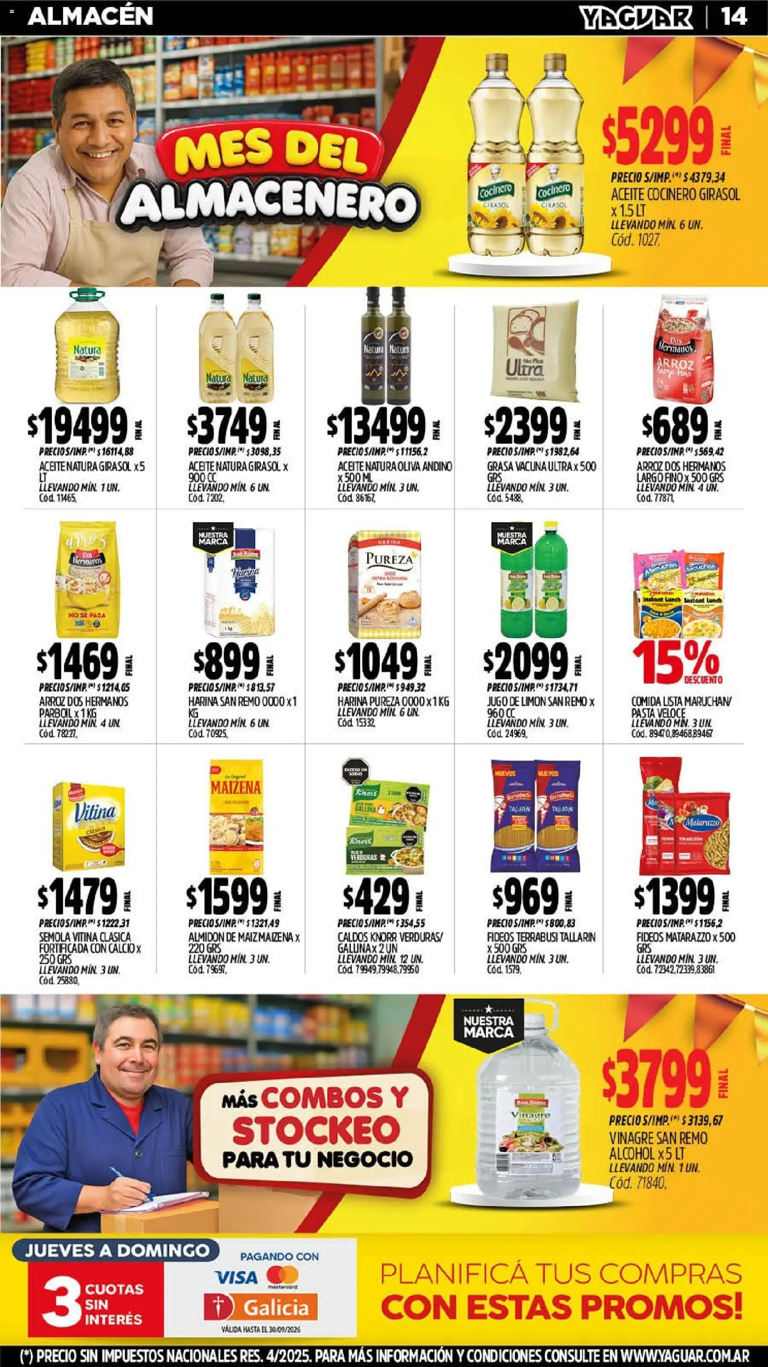 Yaguar - Oferta Semanal Neuquen │ válido desde el 07/09/2026 | Página: 14 | Productos: Jugo de limón, Vinagre, Limón, Alcohol