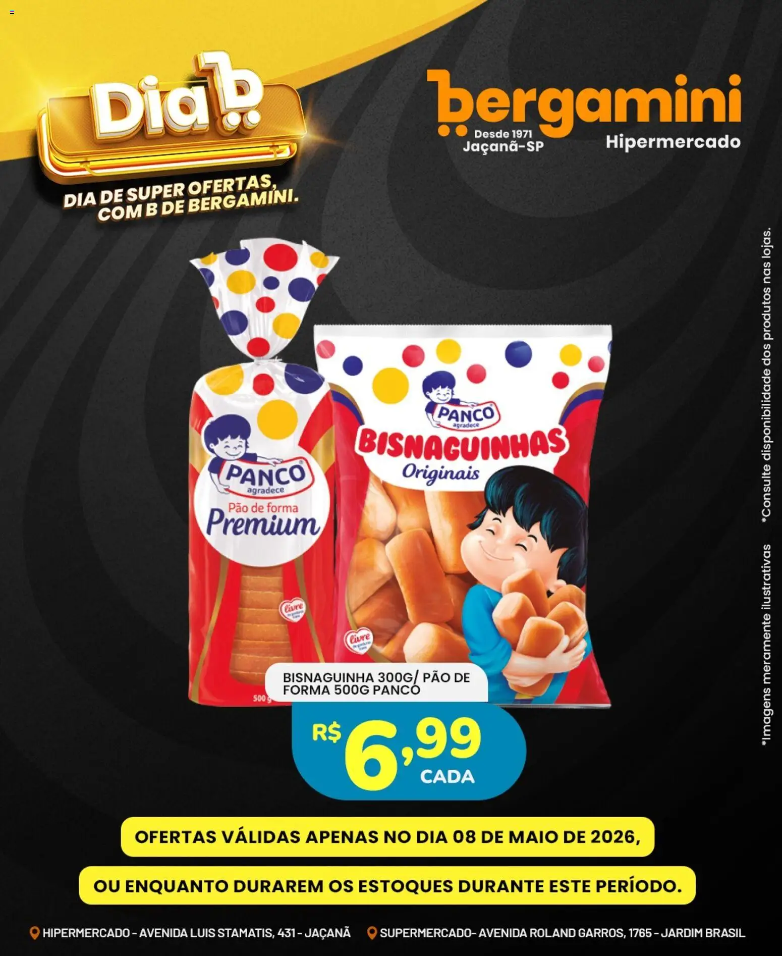 Supermercado Bergamini Folheto - válido de 08.05.2026 | Página: 12 | Produtos: Maiô, Pão, Pão de forma