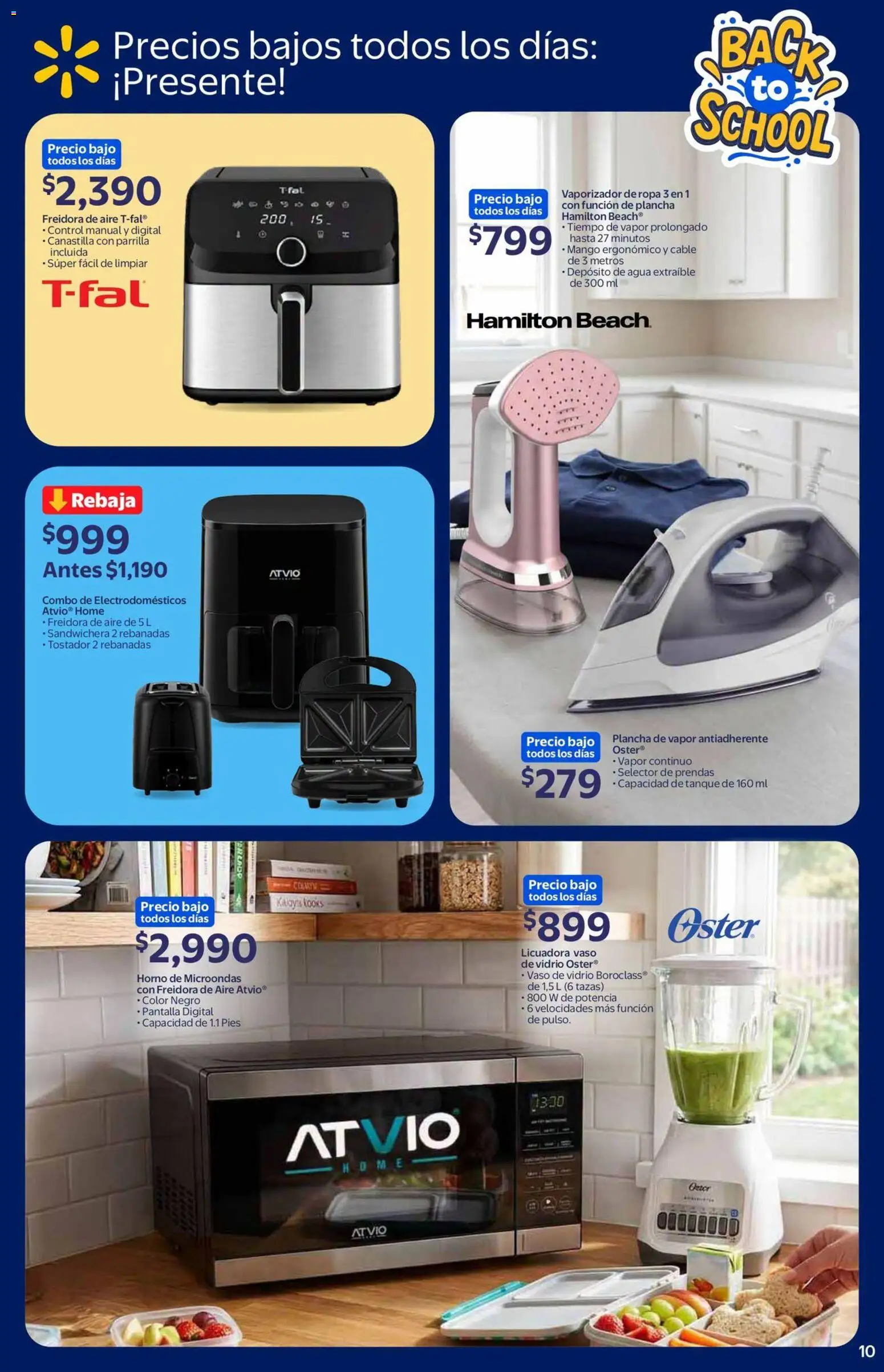 Nuevas ofertas de Walmart válidas en toda la República Mexicana desde el 08/07/2026. ¡Encuentra las mejores ofertas en Walmart folleto Back to School! | Página: 10 | Productos: Horno, Microondas, Plancha, Ropa
