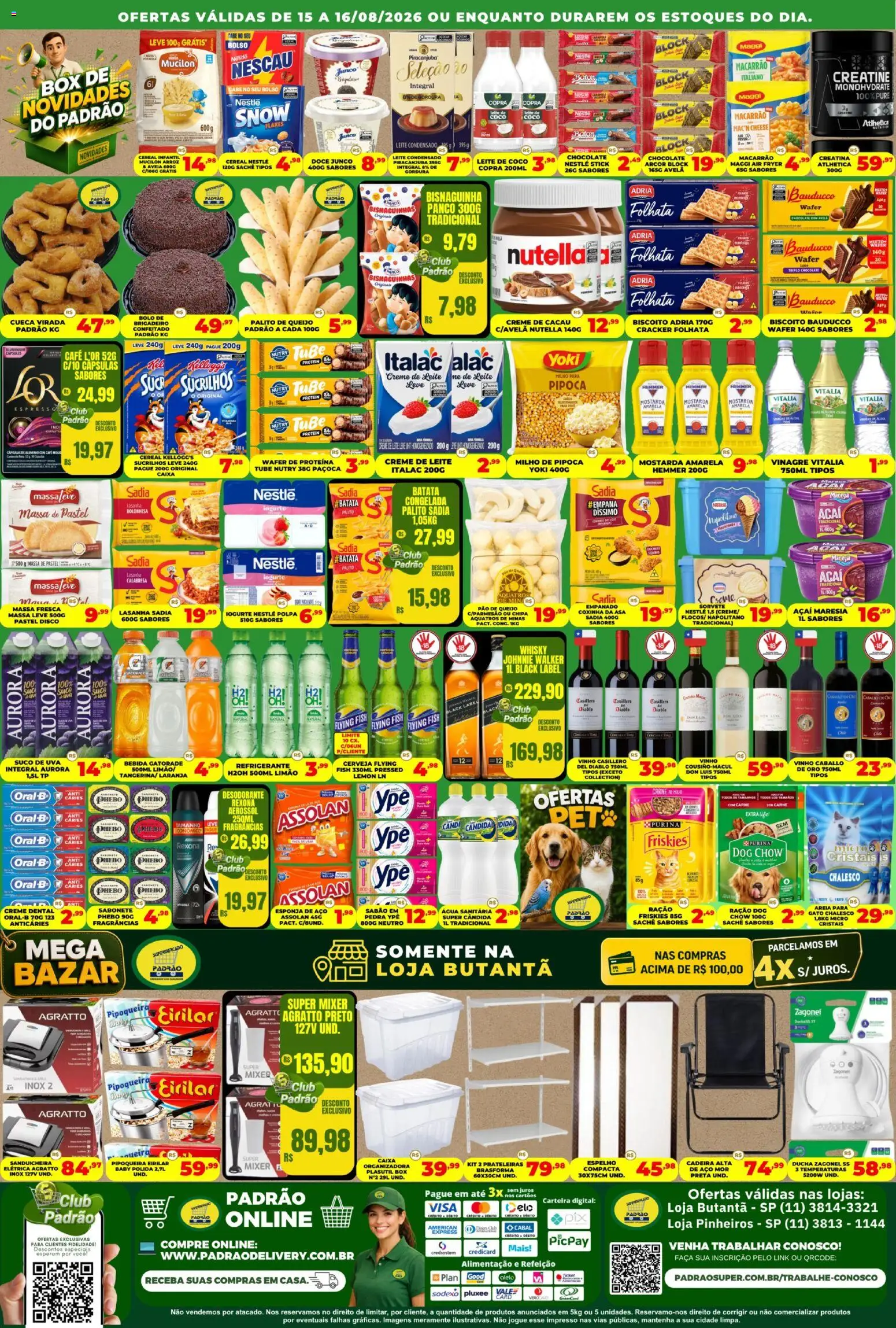 Supermercado Padrão Folheto - válido de 15/08/2026 | Página: 2 | Produtos: Sabão, Sorvete, Esponja de aço, Leite condensado