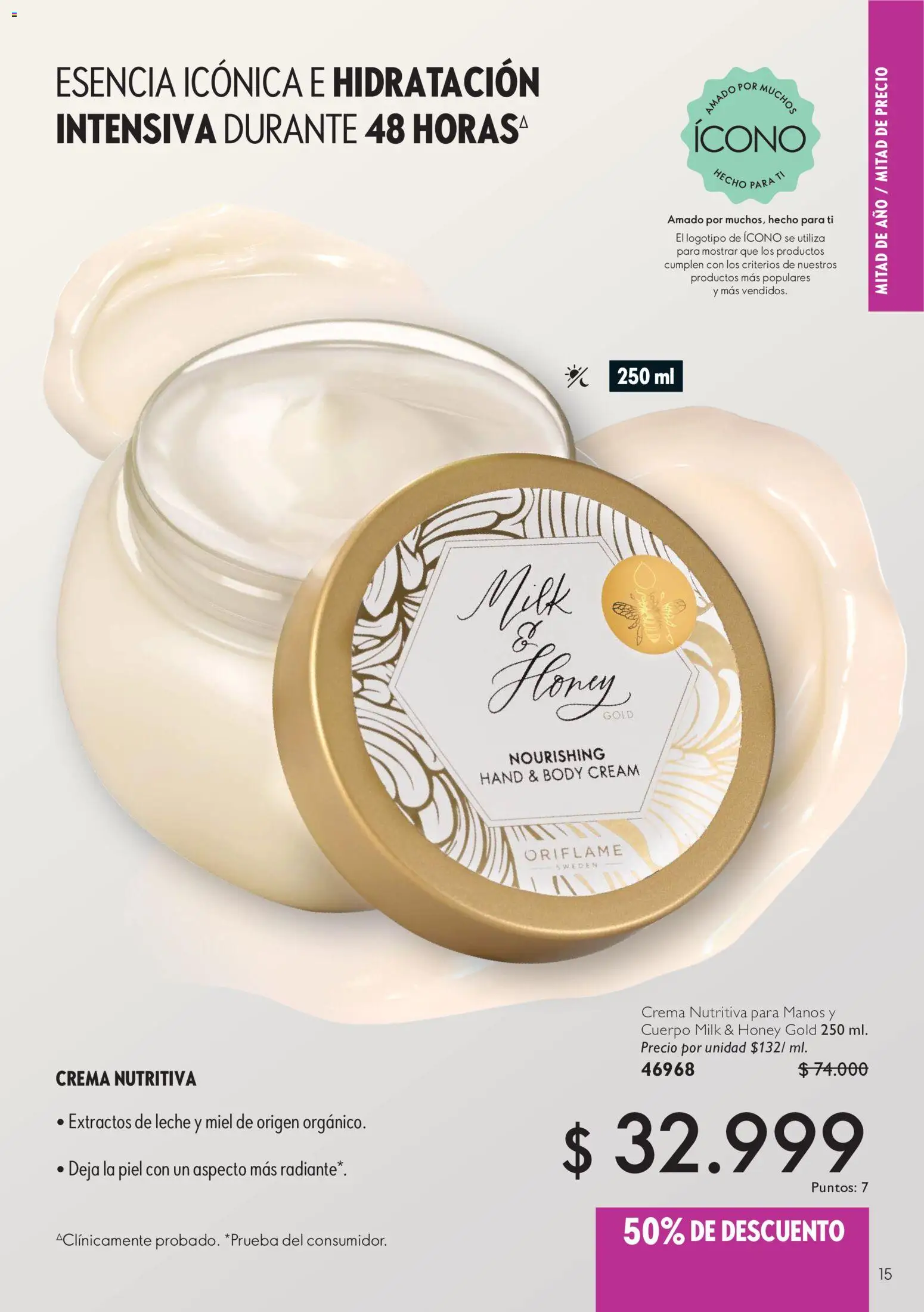 Oriflame revista - valida desde el 11/07/2026 | Página: 15 | Productos: Crema, Body, Leche