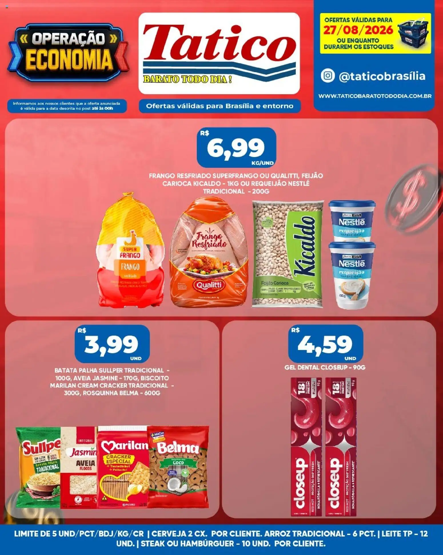 Tatico Folheto - válido de 27/08/2026 | Página: 4 | Produtos: Frango resfriado, Hambúrguer, Frango, Rosquinha