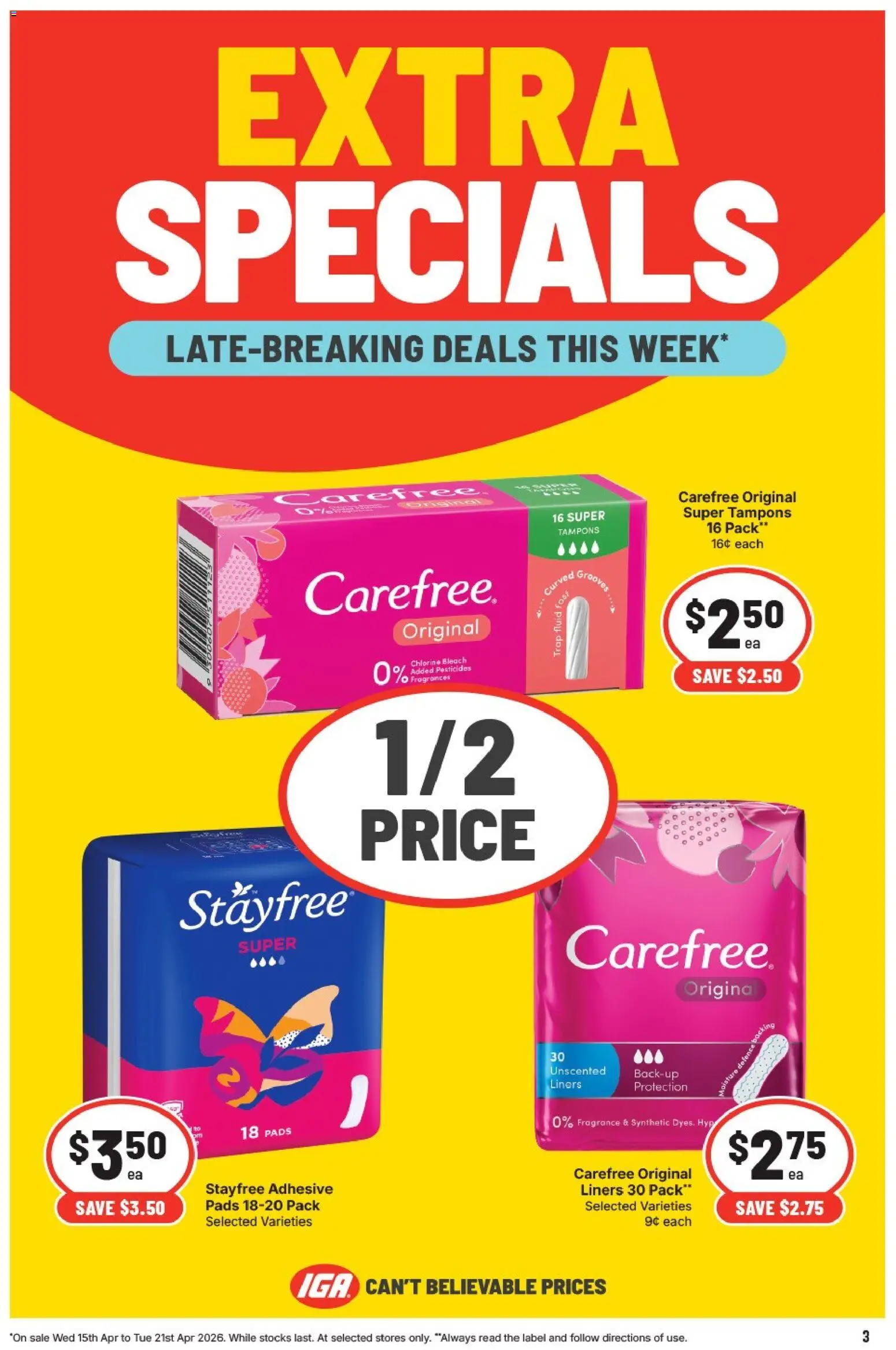 IGA catalogue - valid from 15.04.2026 | Page: 4 | Products: Powder, Nappies, Pants, Laundry