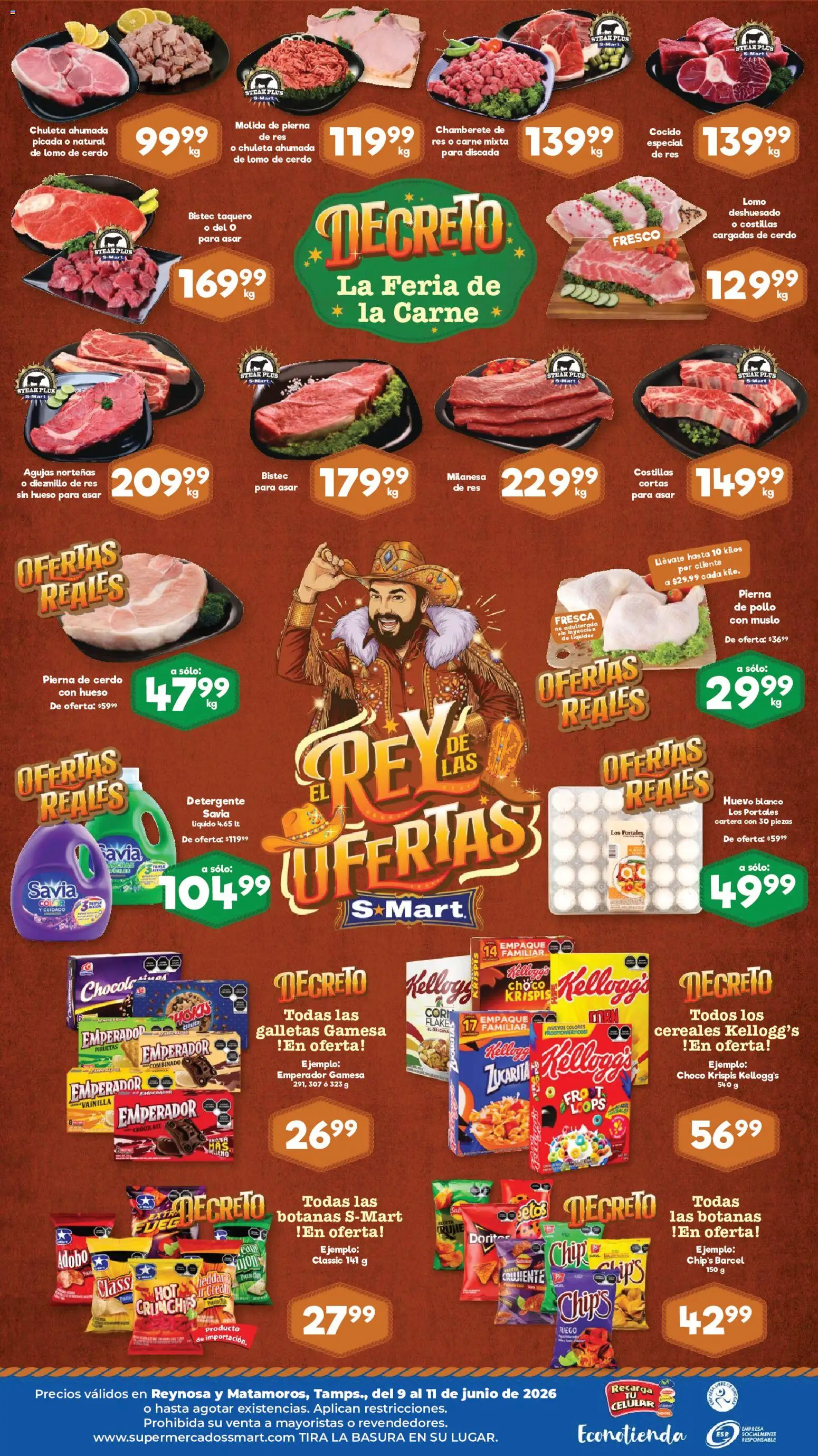 Nuevas ofertas de S-Mart válidas en toda la República Mexicana desde el 09.06.2026. ¡Encuentra las mejores ofertas en S-Mart folleto Reynosa! | Página: 2 | Productos: Pollo, Detergente, Cerdo, Cereales