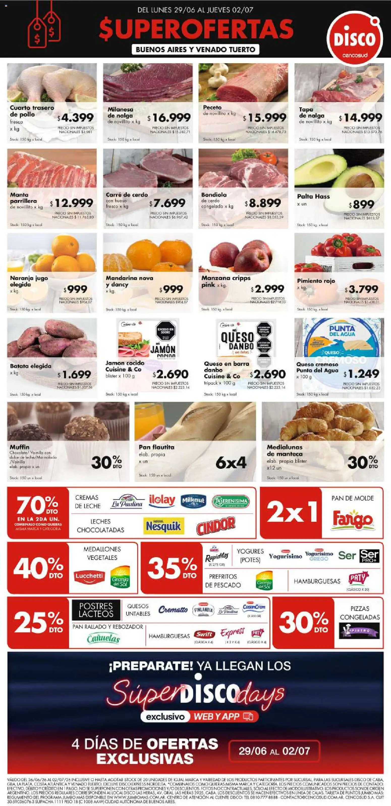 Disco ofertas │ válido desde el 28/06/2026 | Página: 1 | Productos: Pollo, Batata, Manzana, Jugo