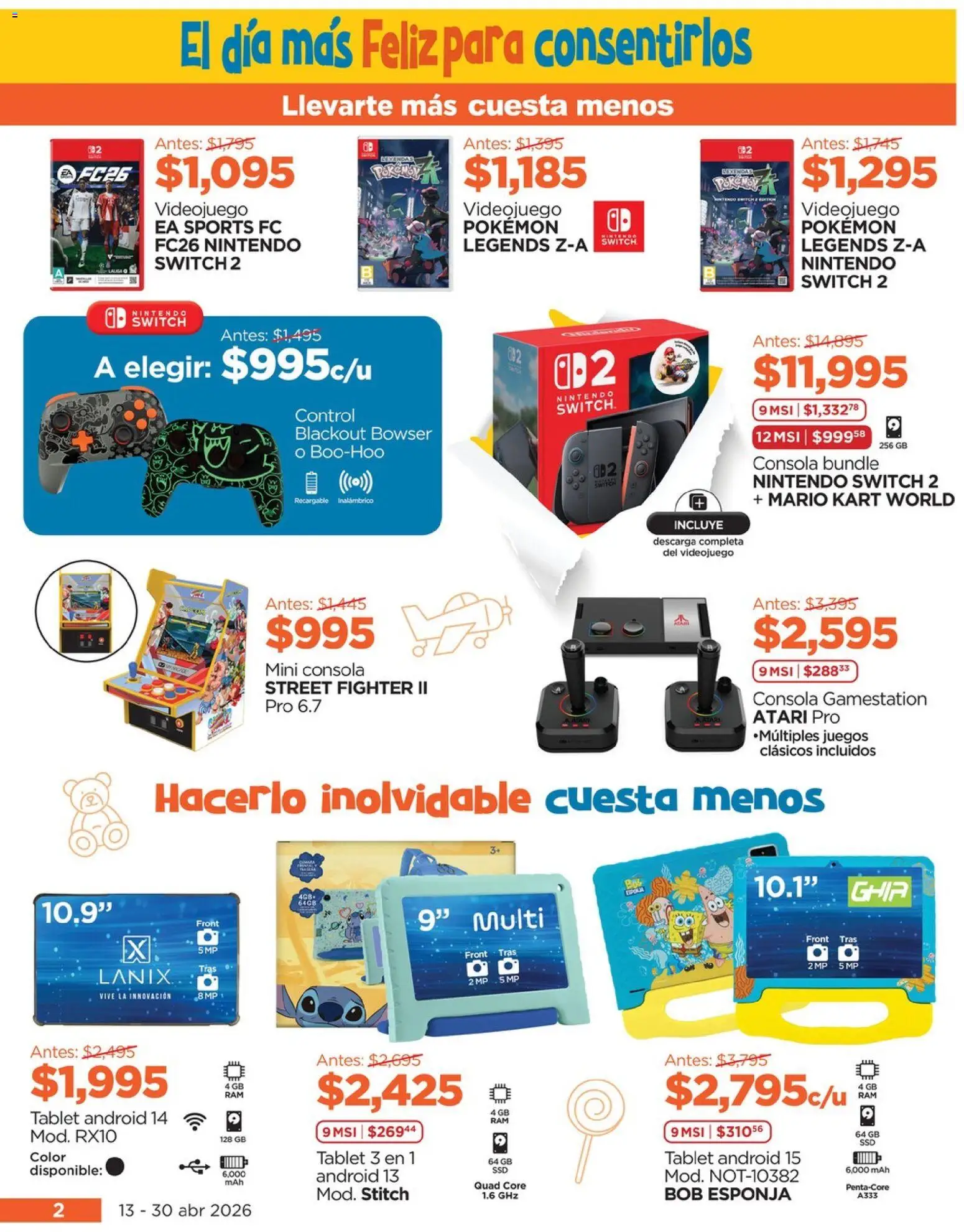 Nuevas ofertas de Chedraui válidas en toda la República Mexicana desde el 13/04/2026. ¡Encuentra las mejores ofertas en Chedraui folleto! | Página: 2 | Productos: Esponja, Tablet