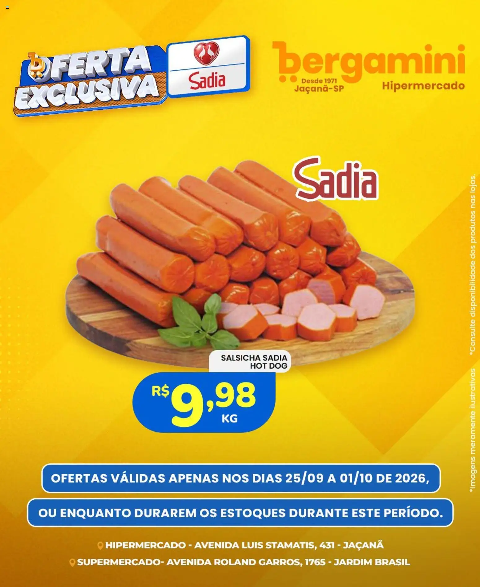 Supermercado Bergamini Folheto - válido de 25/09/2026 | Página: 3 | Produtos: Salsicha