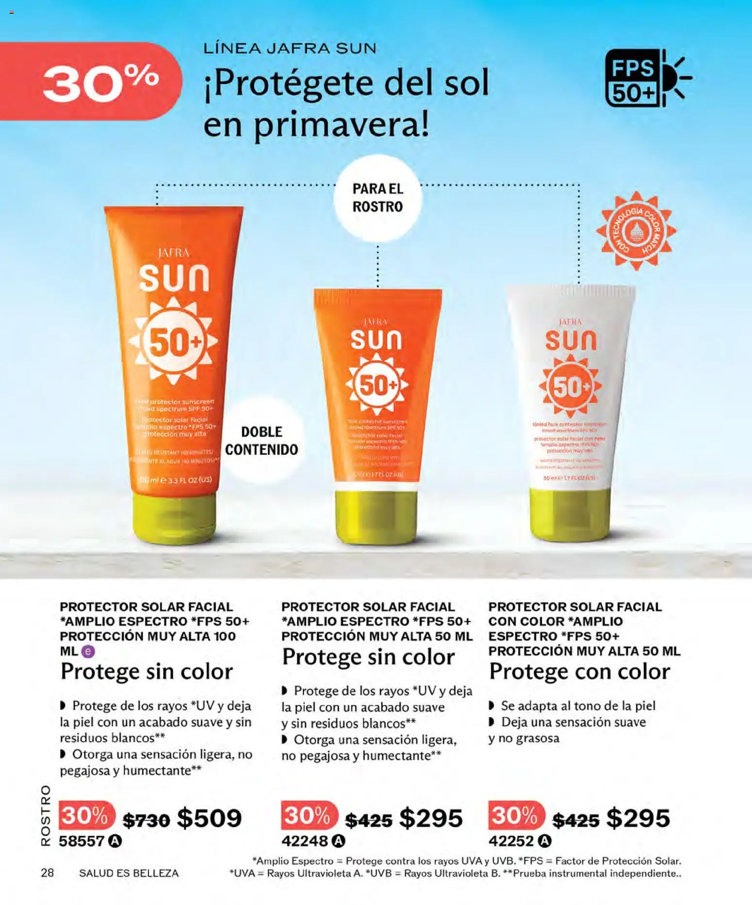 Nuevas ofertas de JAFRA válidas en toda la República Mexicana desde el 01.04.2026. ¡Encuentra las mejores ofertas en JAFRA catálogo! | Página: 28 | Productos: Agua, Uva, Protector solar