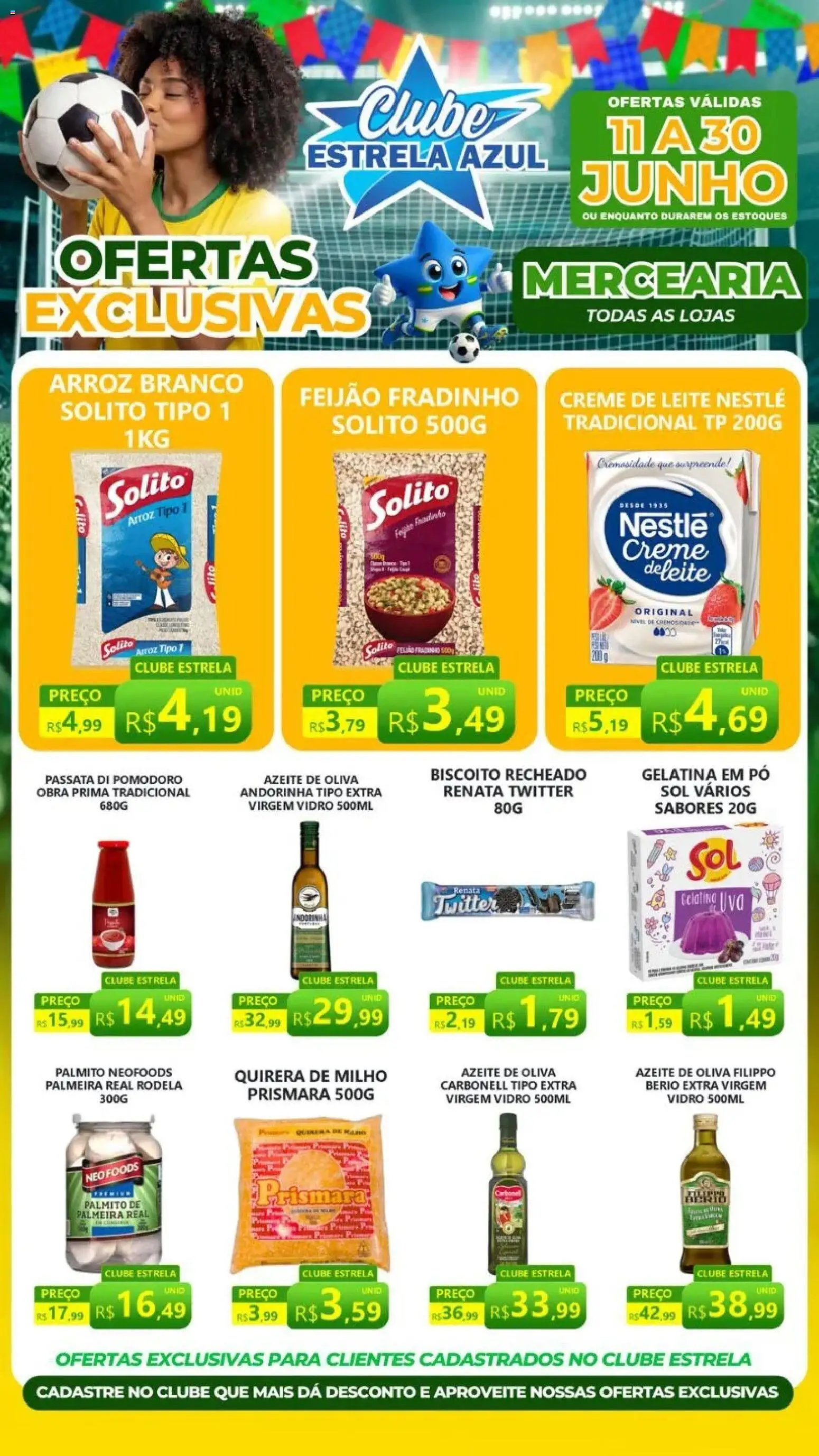 Estrela Azul Folheto - válido de 11.06.2026 | Página: 1 | Produtos: Biscoito, Leite, Creme, Azeite