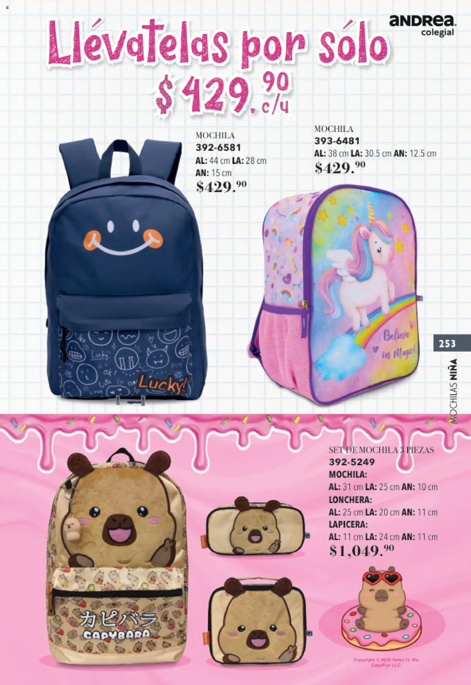 Nuevas ofertas de Andrea válidas en toda la República Mexicana desde el 23/05/2026. ¡Encuentra las mejores ofertas en Andrea catálogo Colegial! | Página: 253 | Productos: Mochila