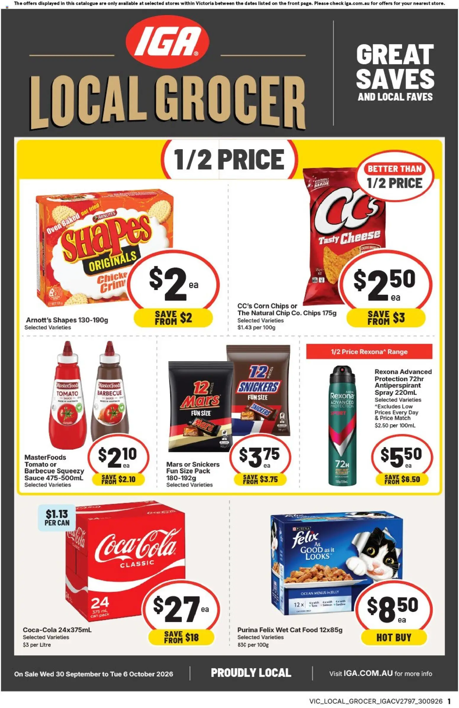 IGA catalogue - valid from 30/09/2026 | Page: 1 | Products: Food, Cheese, Salmon, Tomato