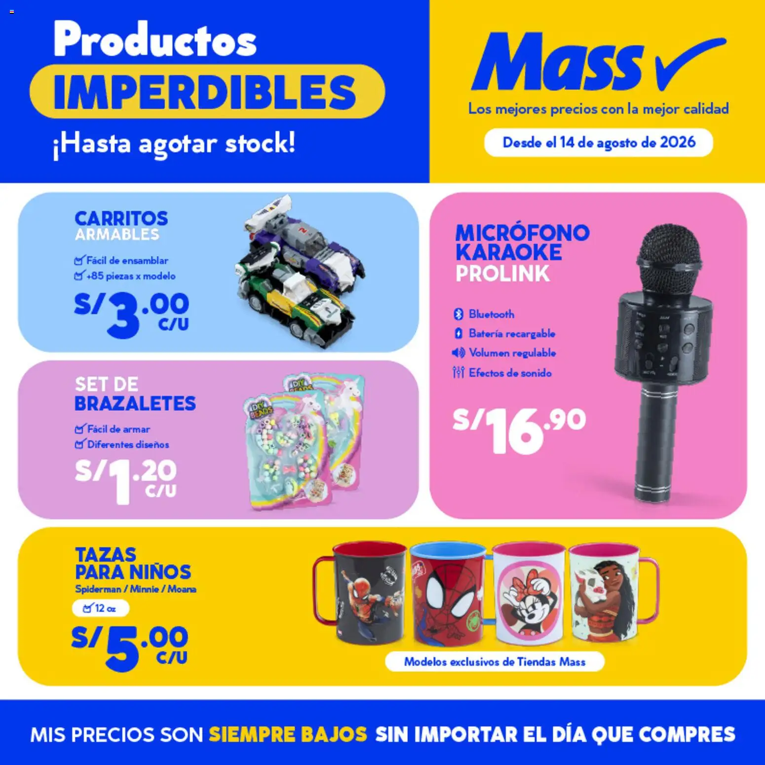Catálogo Mass válido desde 14/08/2026 | Página: 1 | Productos: Batería, Micrófono