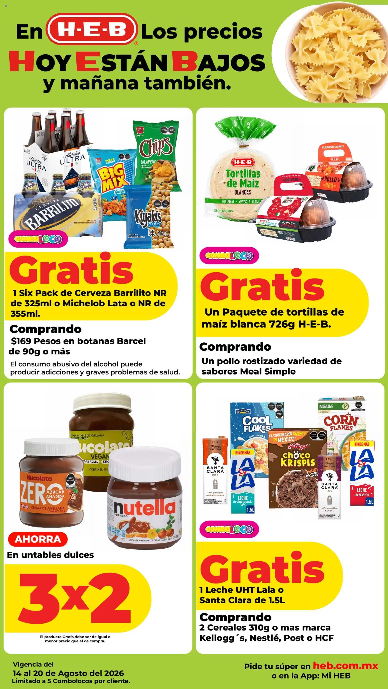 Nuevas ofertas de H-E-B válidas en toda la República Mexicana desde el 14/08/2026. ¡Encuentra las mejores ofertas en H-E-B folleto! | Página: 5 | Productos: Maíz, Cerveza, Nutella, Tortillas