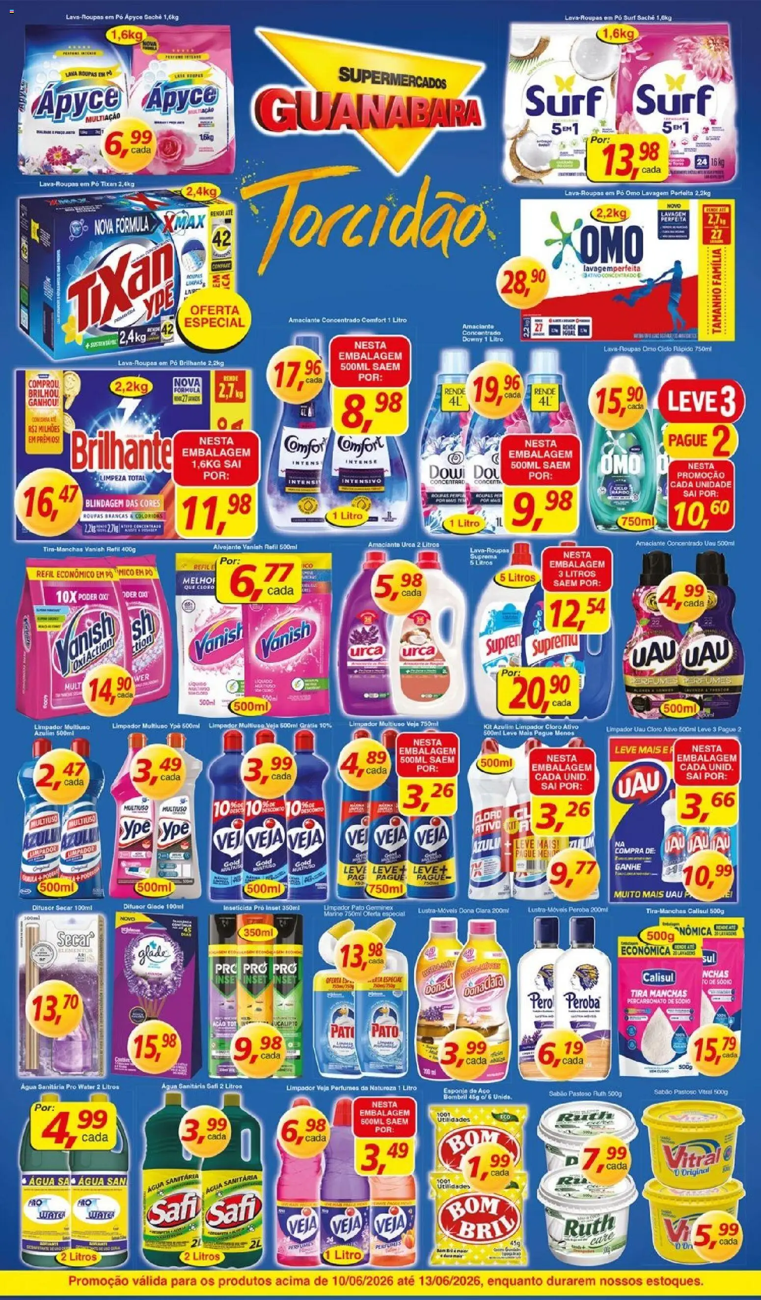 Supermercados Guanabara Folheto - válido de 10/06/2026 | Página: 11 | Produtos: Amaciante urca, Body, Inseticida, Água sanitária