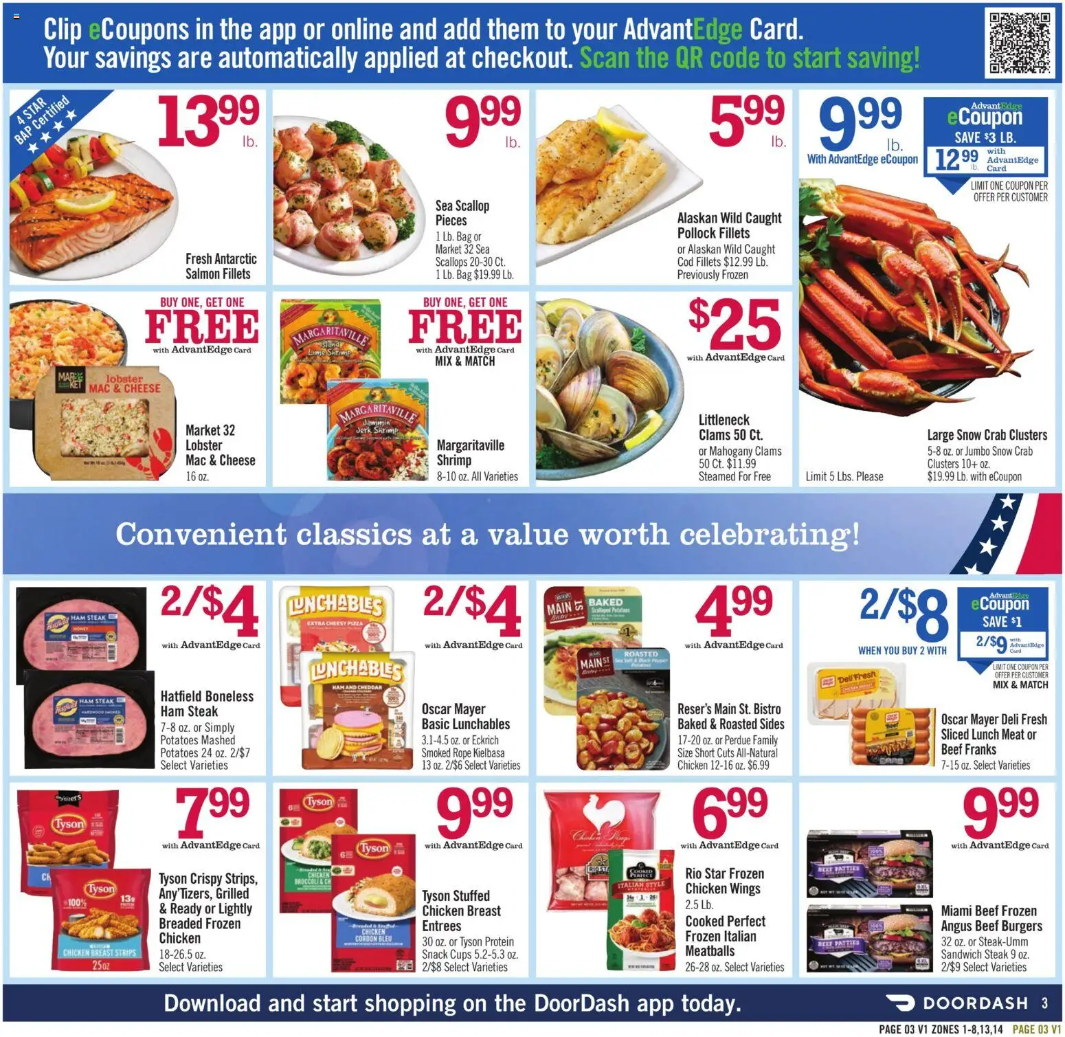 Price Chopper Weekly Ad - valid from 08/09/2026 | Page: 3 | Products: Broccoli, Shrimp, Chicken wings, Steak