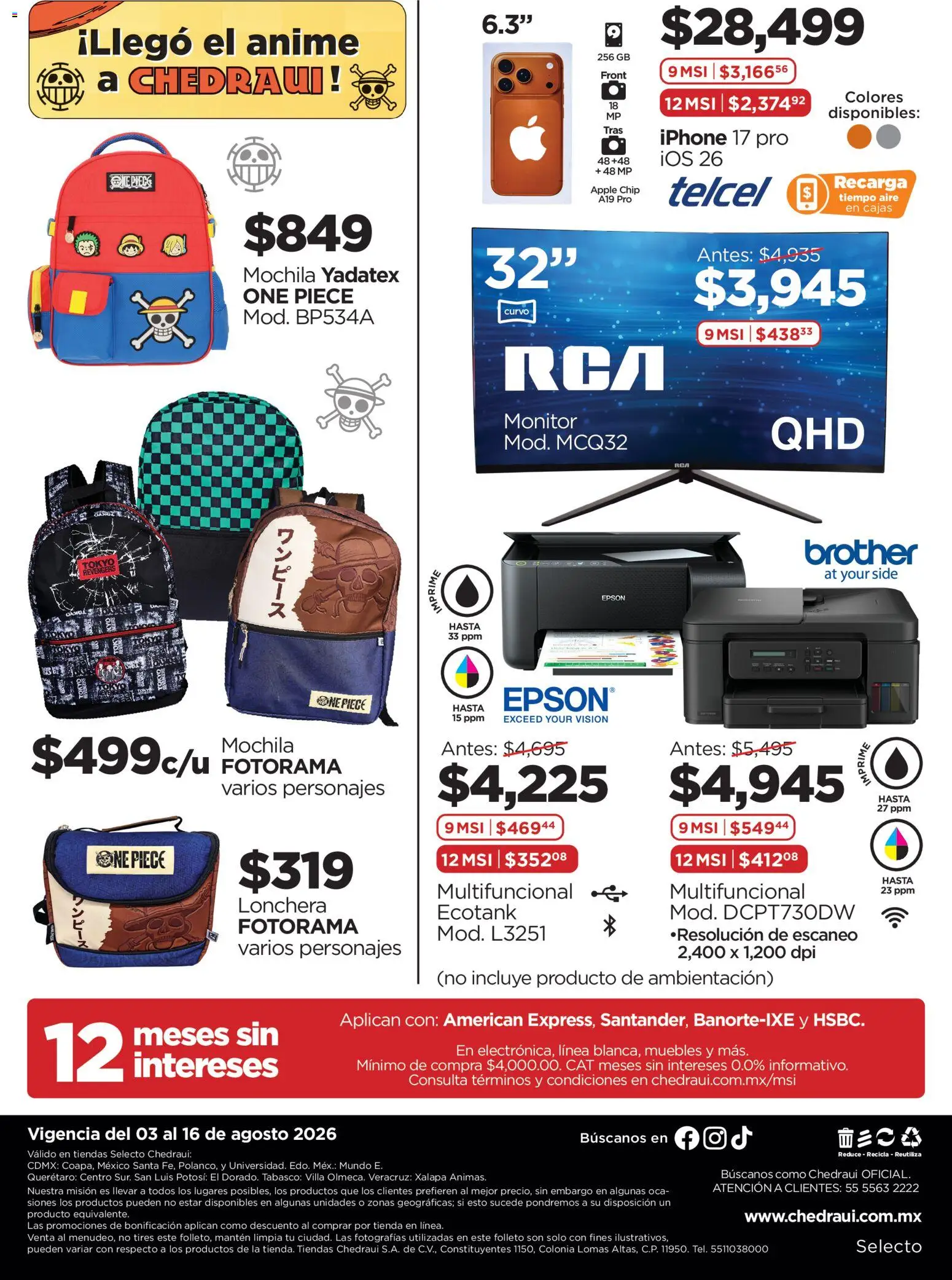 Nuevas ofertas de Chedraui válidas en toda la República Mexicana desde el 03/08/2026. ¡Encuentra las mejores ofertas en Chedraui folleto Ofertones! | Página: 2 | Productos: Mochila, Monitor