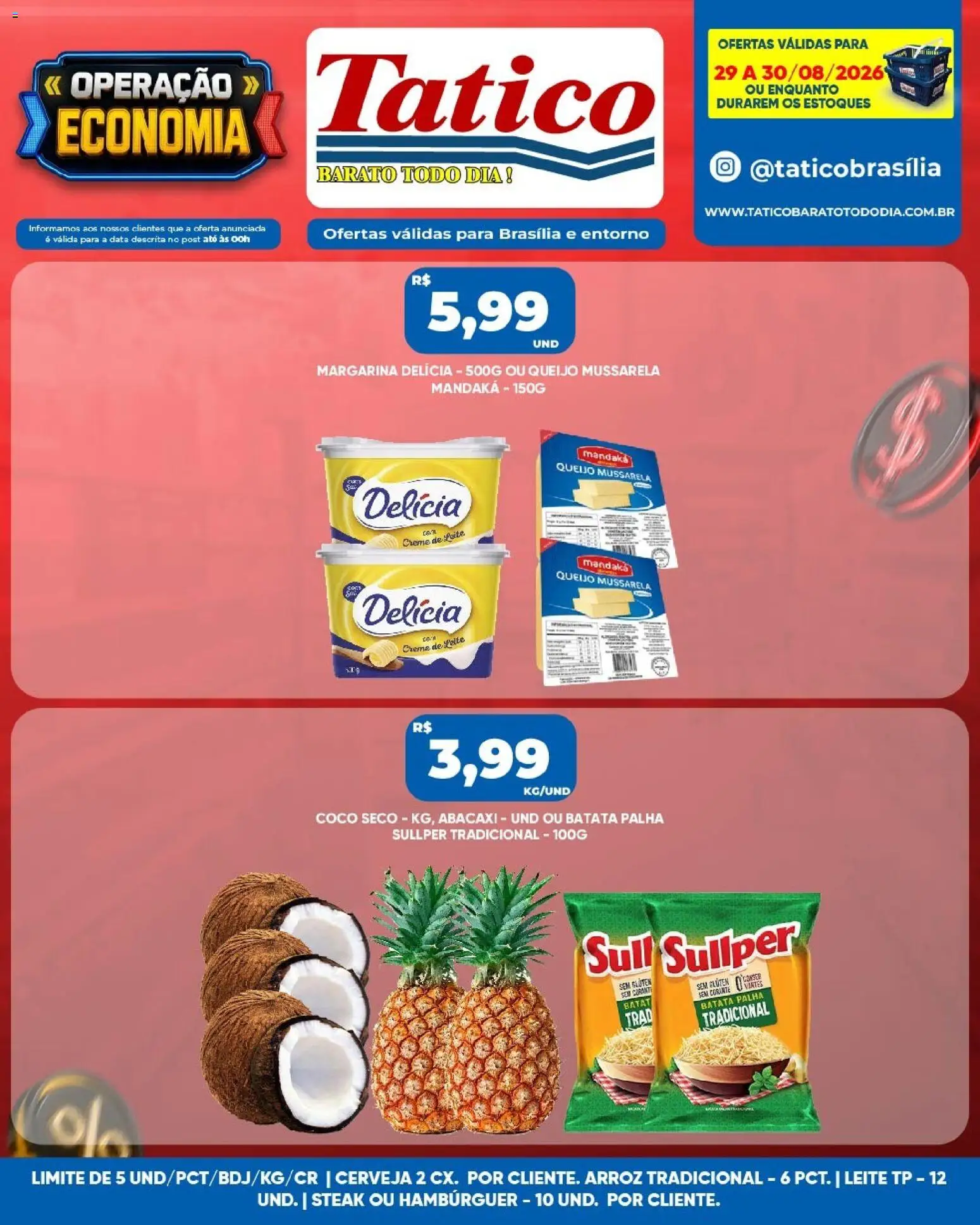 Tatico Folheto - válido de 31/08/2026 | Página: 21 | Produtos: Queijo, Arroz, Hambúrguer, Mussarela
