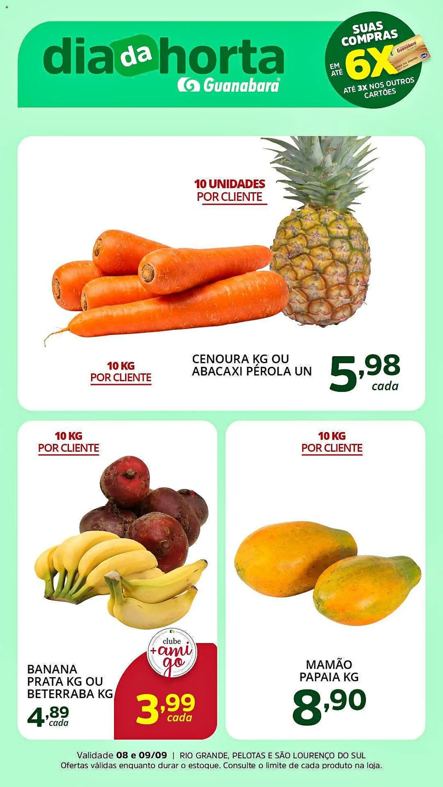 Supermercado Guanabara Folheto - válido de 08/09/2026 | Página: 3 | Produtos: Beterraba, Abacaxi, Cenoura, Mamão