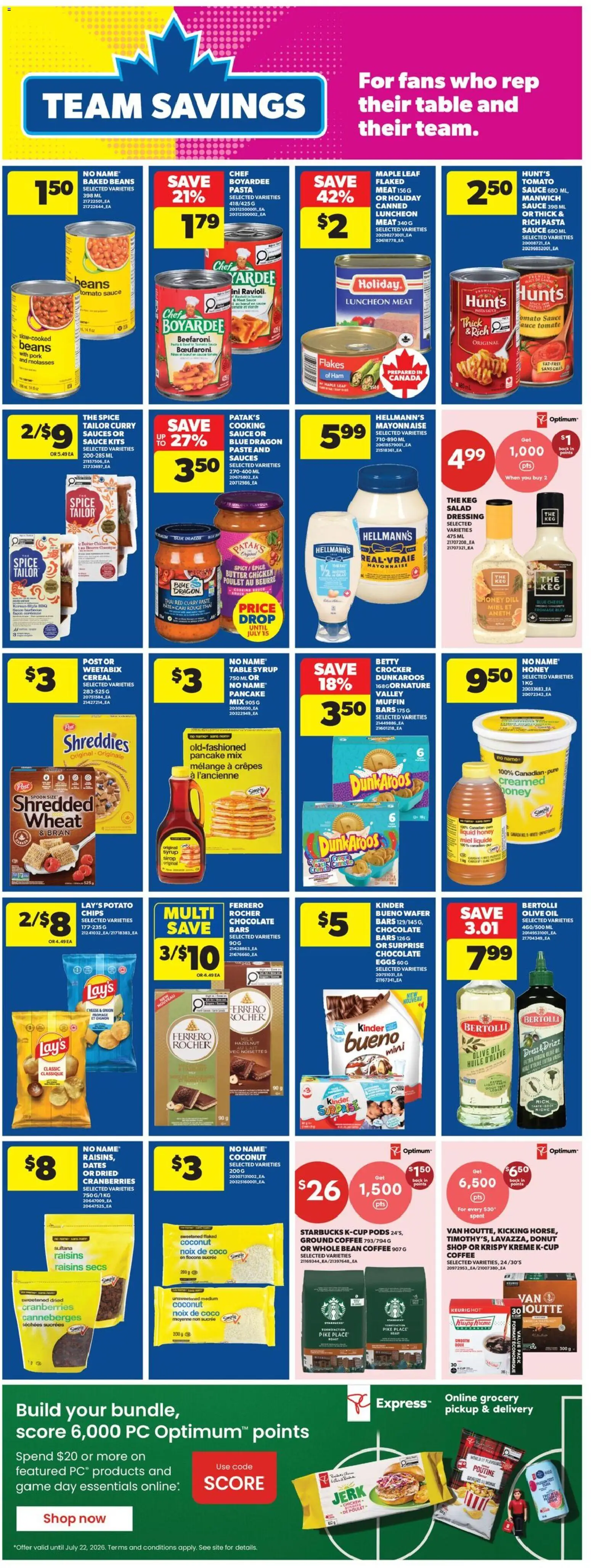 Real Canadian Superstore flyer valid from Jul 9, 2026 | Page: 22 | Products: Table, Butter, Eggs, Pork