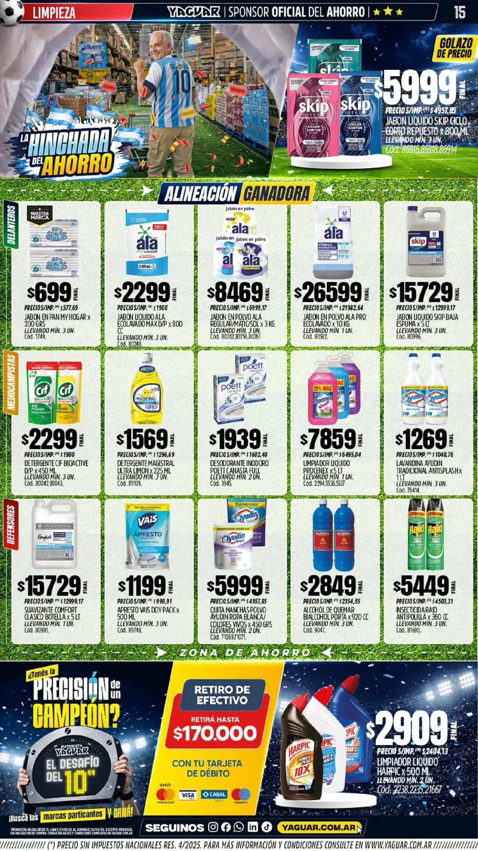 Yaguar - Oferta Semanal Mar del Plata │ válido desde el 01.06.2026 | Página: 14 | Productos: Lavandina, Polvo, Desodorante, Pan