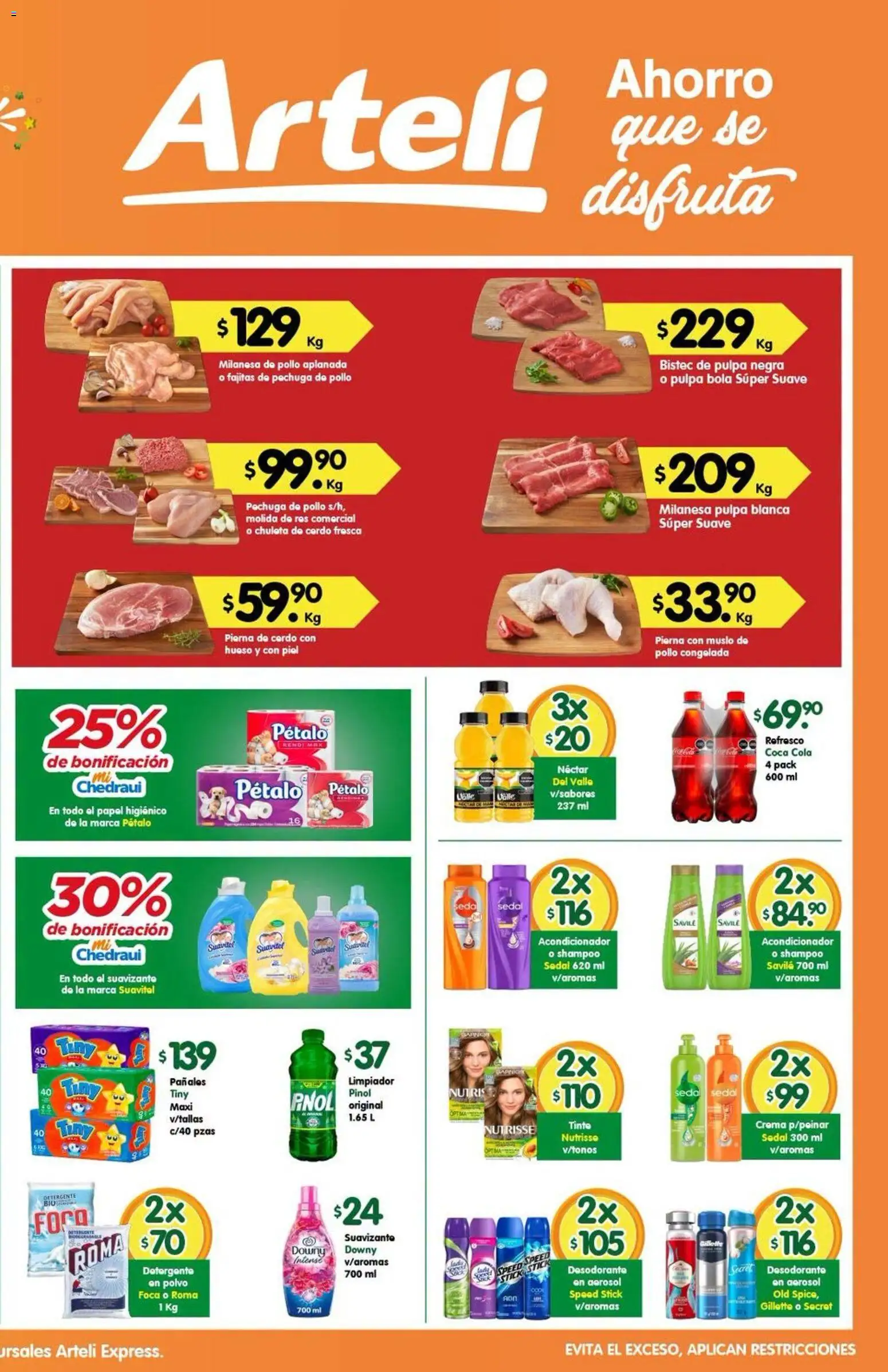 Nuevas ofertas de Arteli válidas en toda la República Mexicana desde el 14/08/2026. ¡Encuentra las mejores ofertas en Arteli folleto Express! | Página: 2 | Productos: Desodorante, Chuleta de cerdo, Pierna de cerdo, Pañales