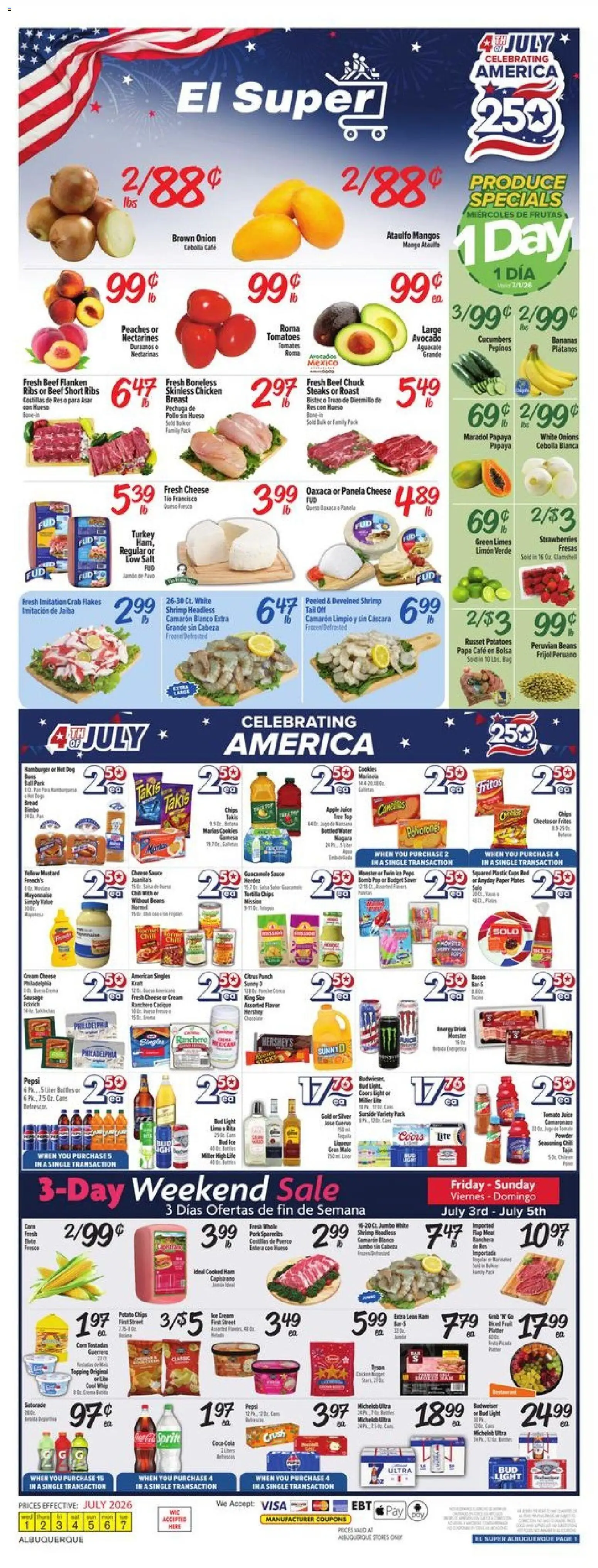 El Super Weekly Ad - NM - valid from 07/01/2026 | Page: 1 | Products: Beef, Cream, Avocado, Potatoes