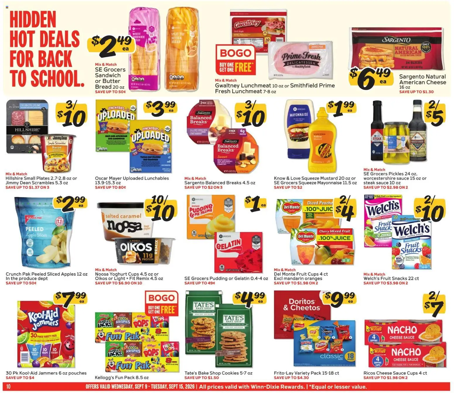 Winn Dixie Weekly Ad - valid from 09/09/2026 | Page: 10 | Products: Turkey, Ham, Bacon, Steak