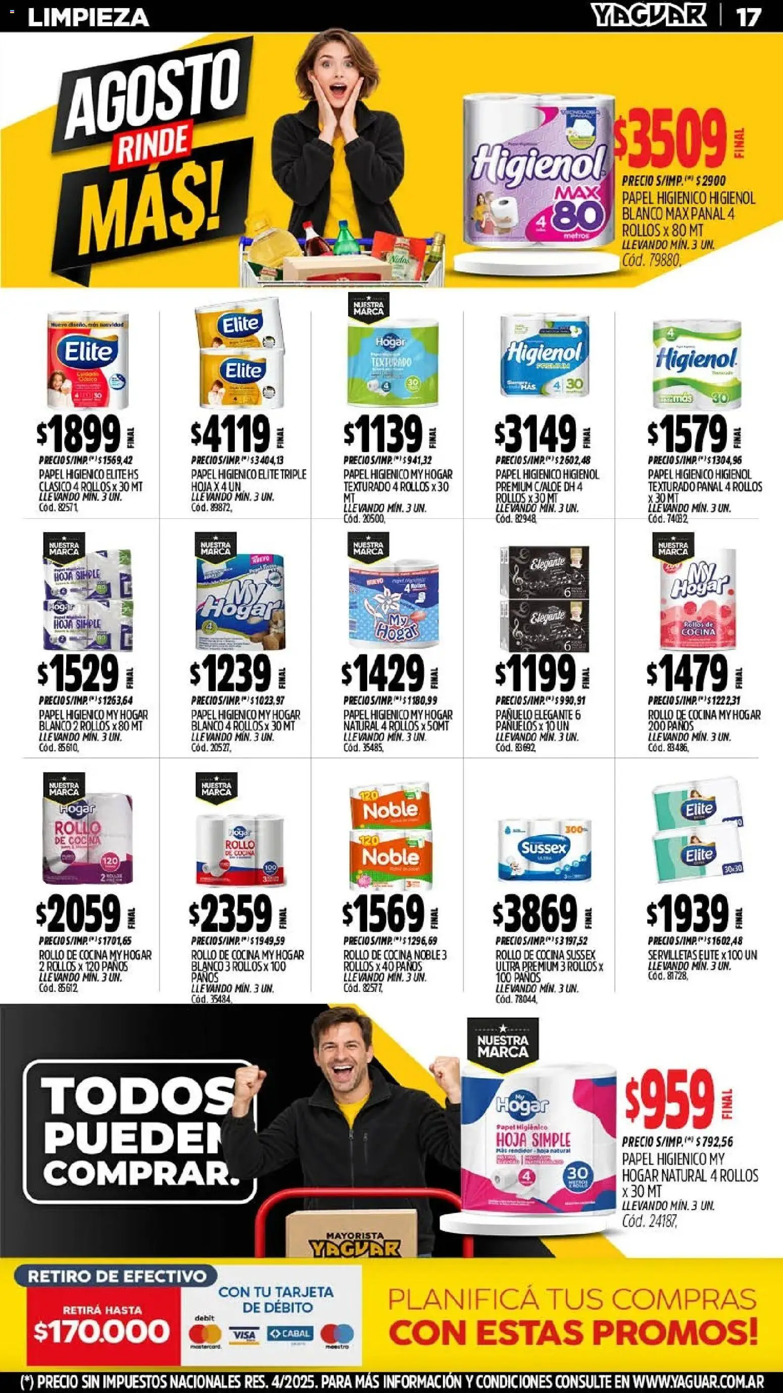 Yaguar - Oferta Semanal Neuquen │ válido desde el 17/07/2026 | Página: 18 | Productos: Papel higiénico, Pañuelo, Servilletas, Rollos de cocina