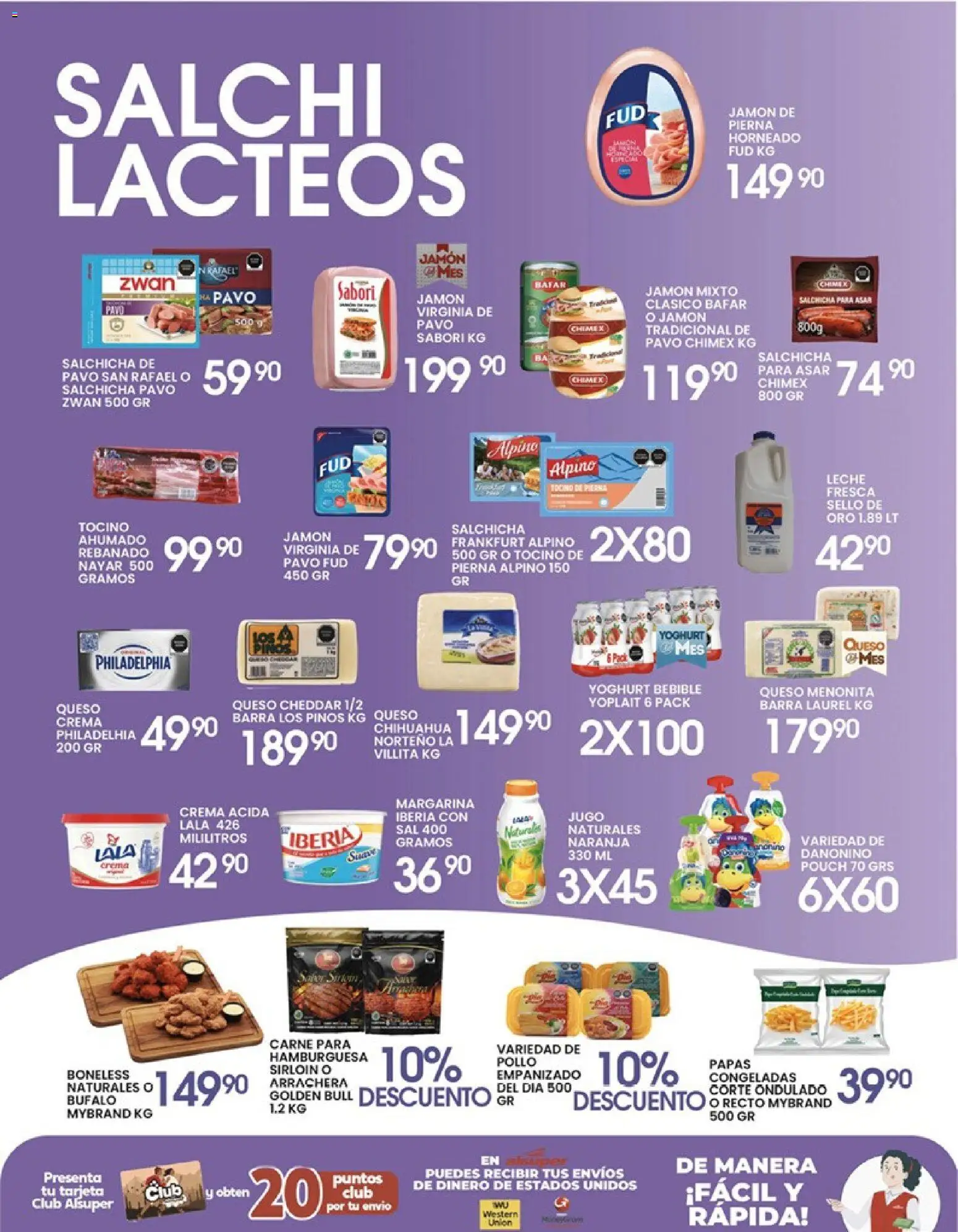 Nuevas ofertas de Alsuper válidas en toda la República Mexicana desde el 24/04/2026. ¡Encuentra las mejores ofertas en Alsuper folleto Chihuahua-Ciudad! | Página: 3 | Productos: Tocino, Queso, Jugo, Barra