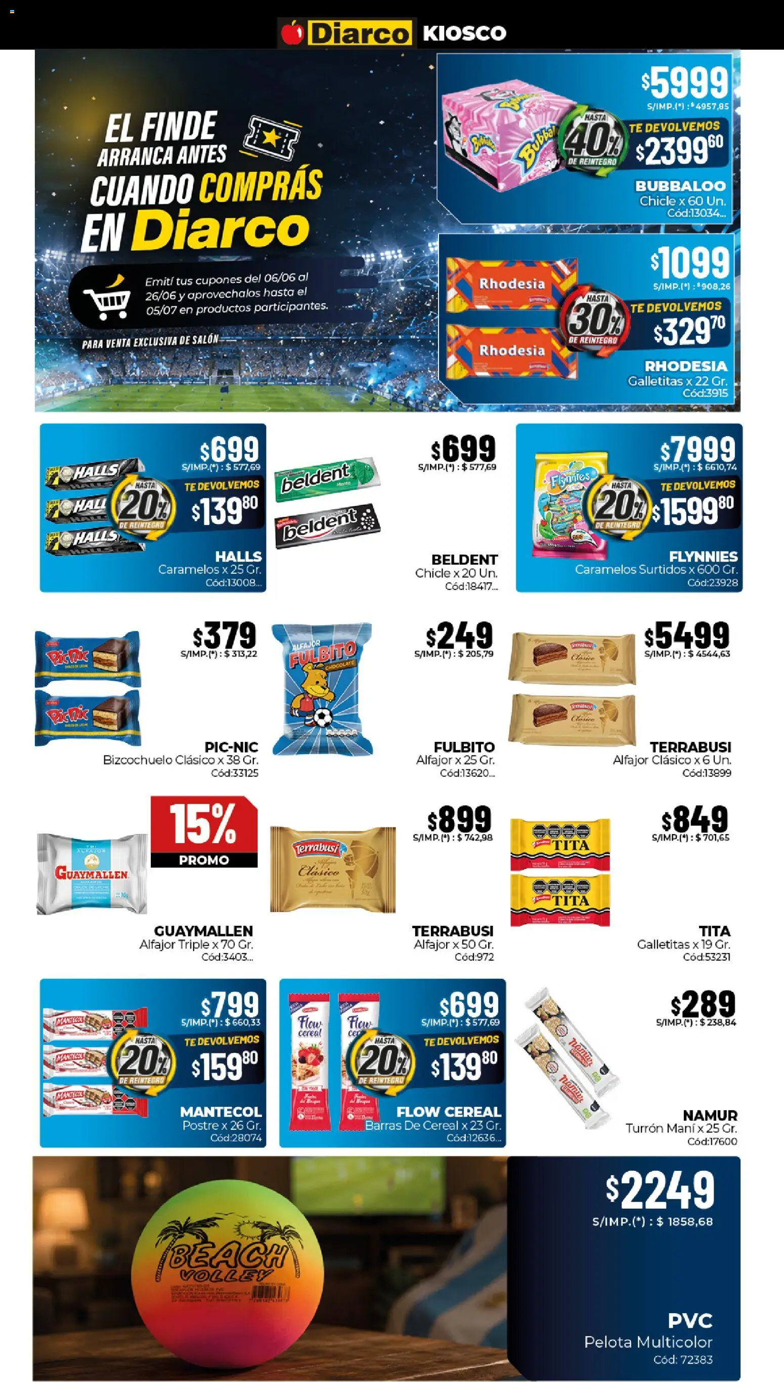 Diarco ofertas │ válido desde el 01.06.2026 | Página: 6 | Productos: Galletitas, Pelota, Alfajor, Turrón