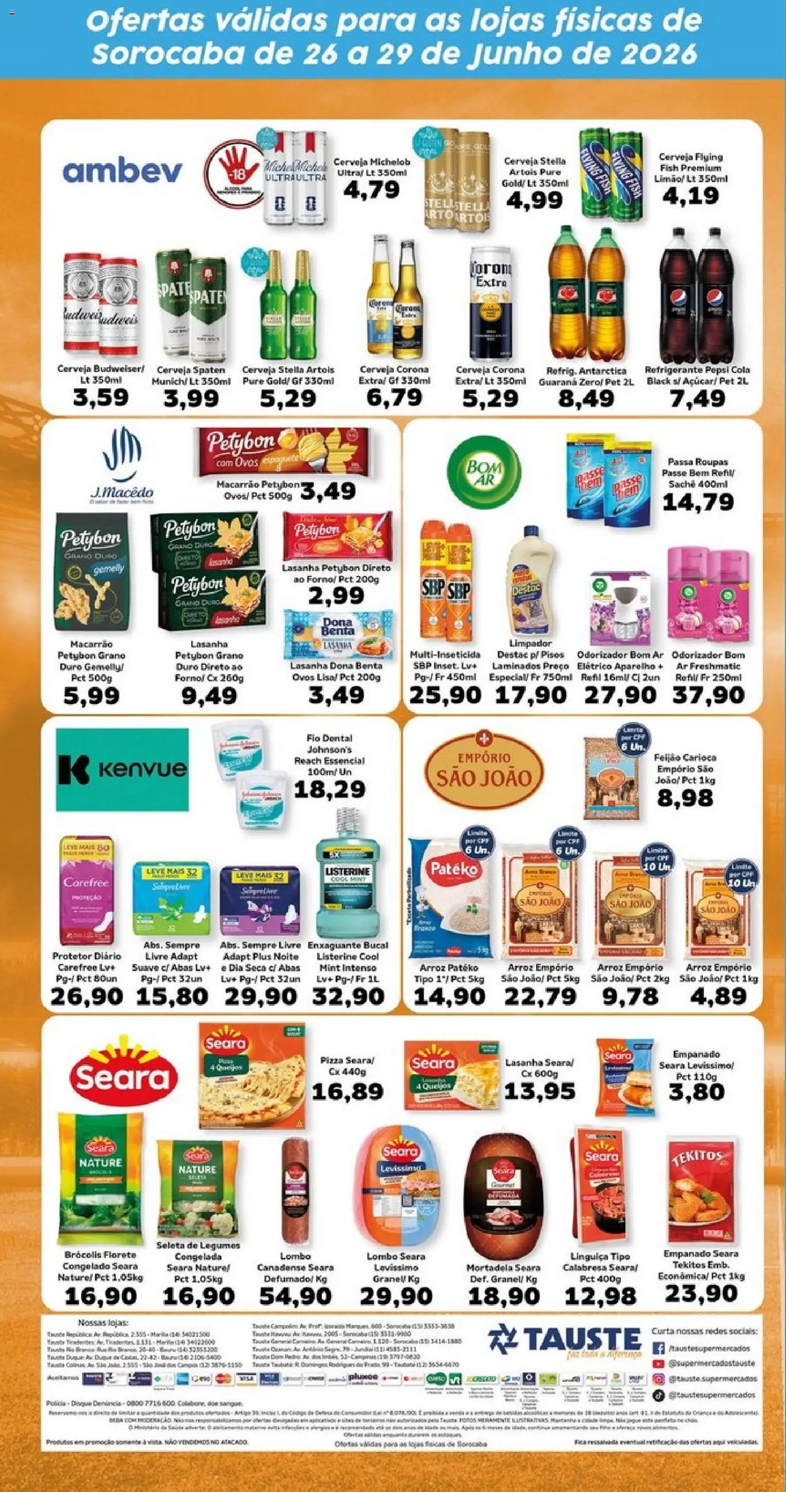 Tauste Folheto - válido de 26/06/2026 | Página: 5 | Produtos: Enxaguante bucal, Lombo, Ovos, Cerveja