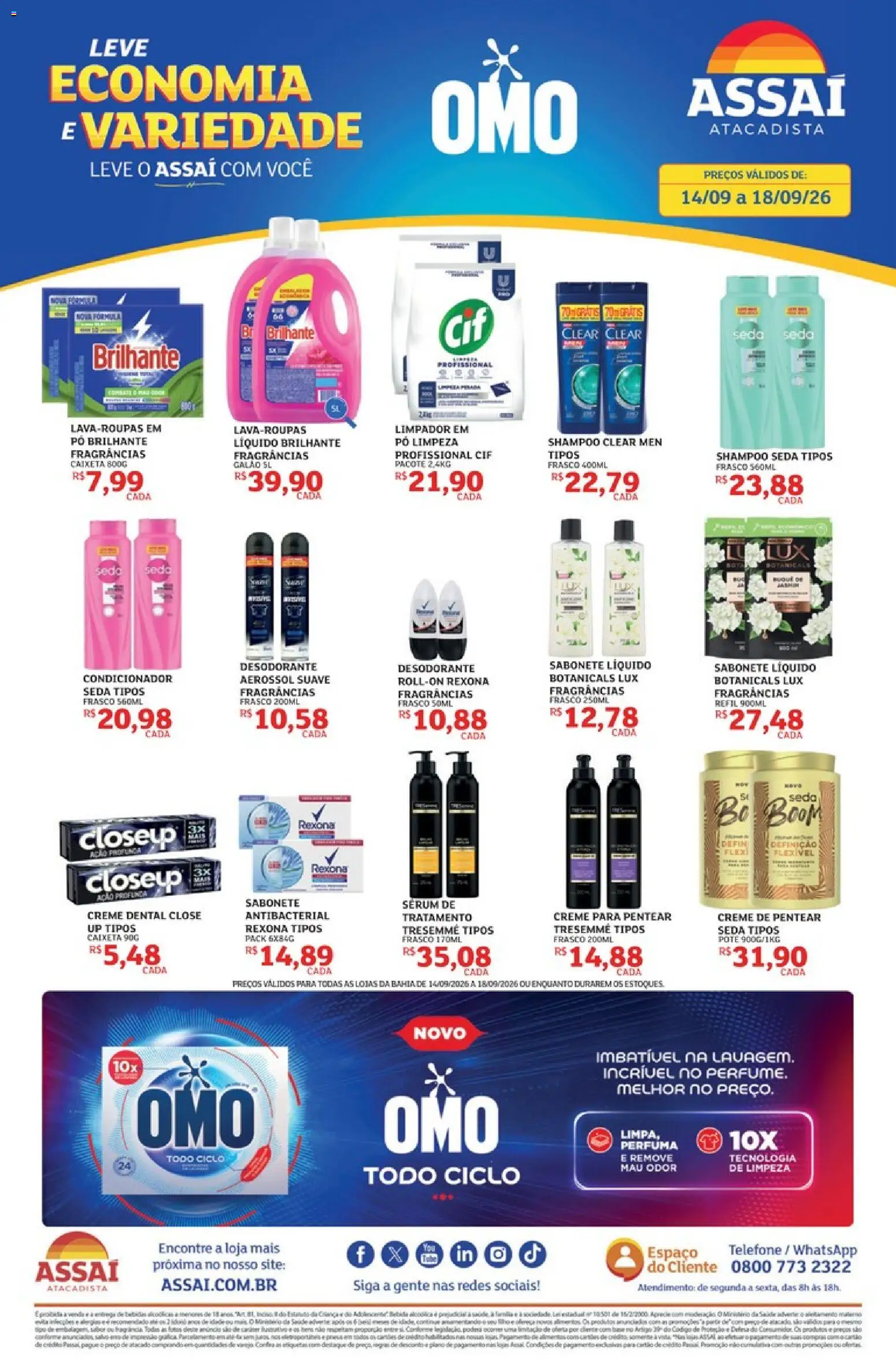 Assaí Atacadista Folheto - válido de 14/09/2026 | Página: 1 | Produtos: Pó, Condicionador, Desodorante, Sabonete líquido