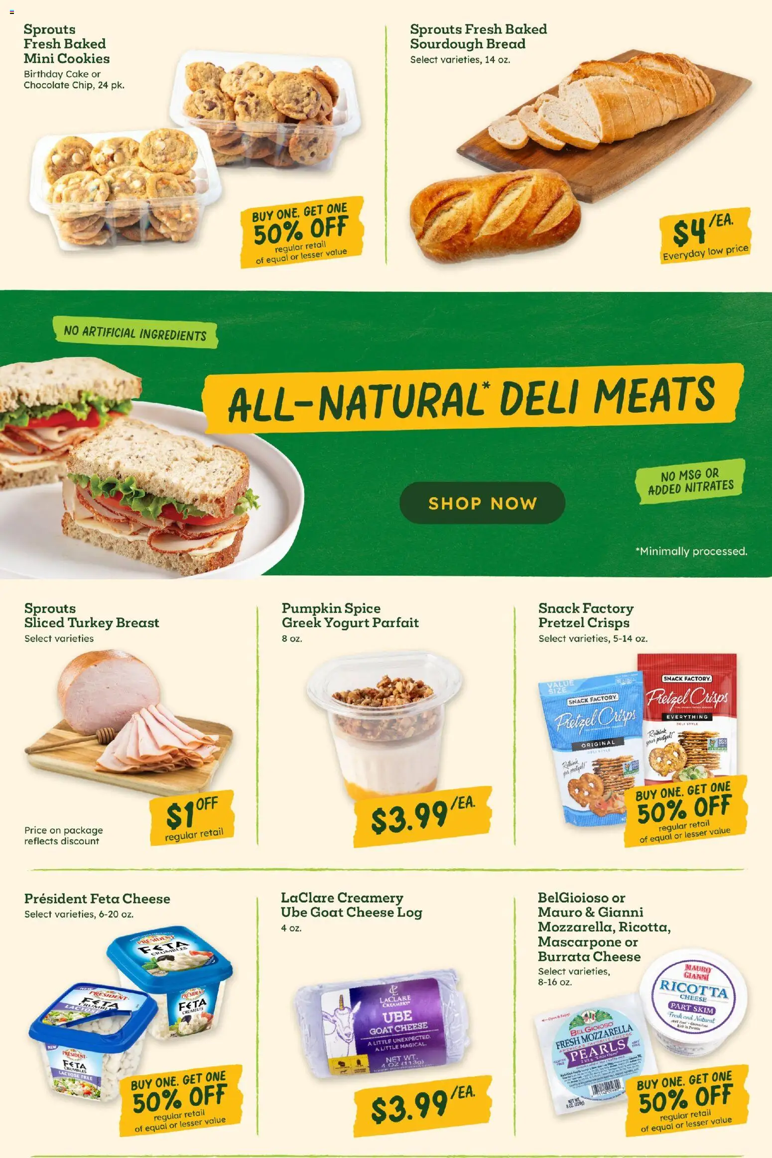 Sprouts Weekly Ad - valid from 09/09/2026 | Page: 8 | Products: Turkey breast, Bread, Cake, Feta cheese