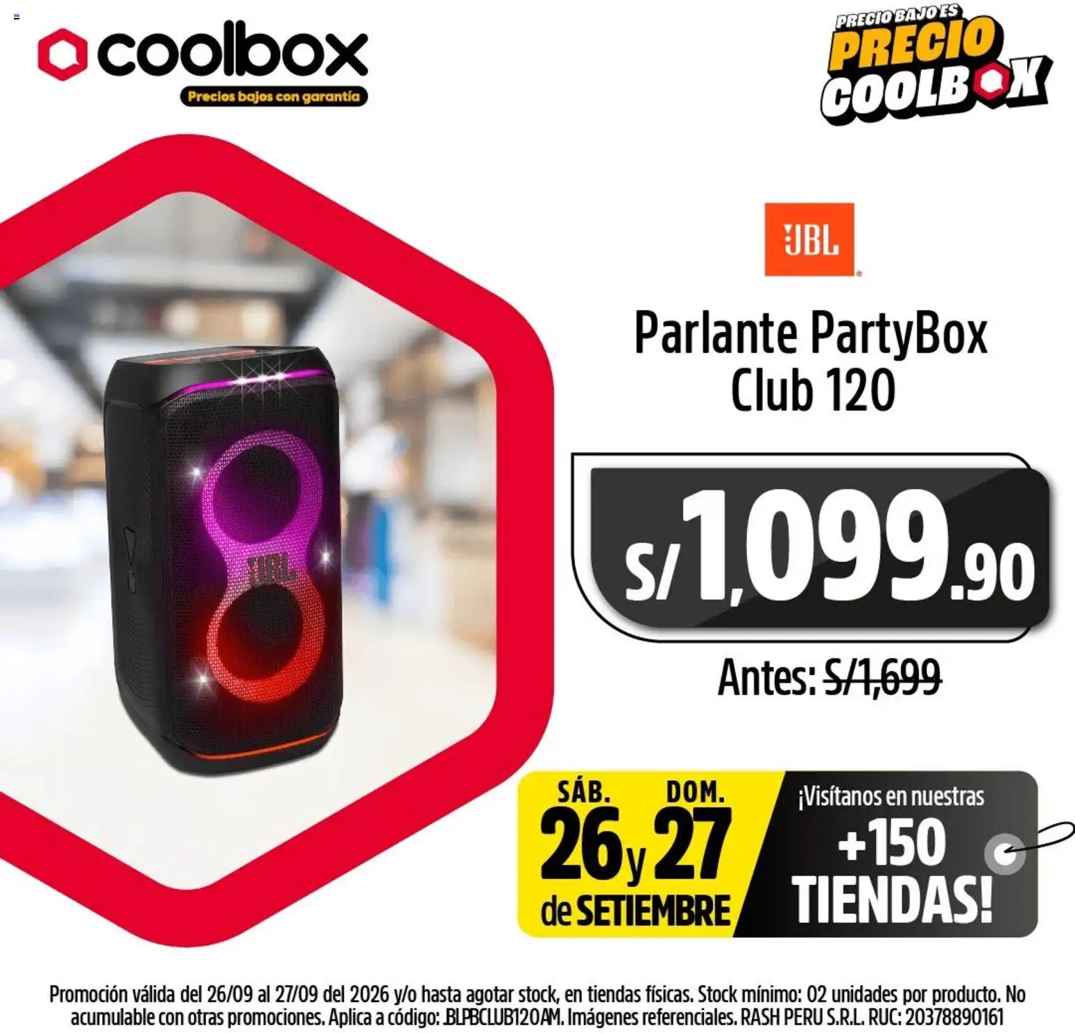 Catálogo Coolbox válido desde 26/09/2026 | Página: 8 | Productos: Bajo, Parlante