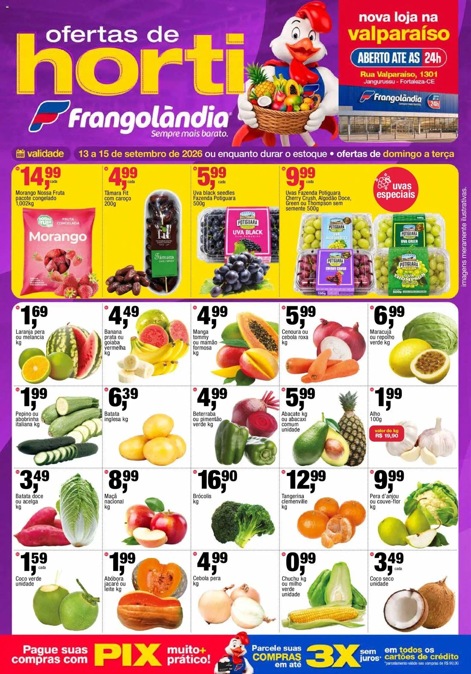 Frangolândia Folheto - válido de 13/09/2026 | Página: 1 | Produtos: Coco, Pimentão, Uva, Cebola roxa