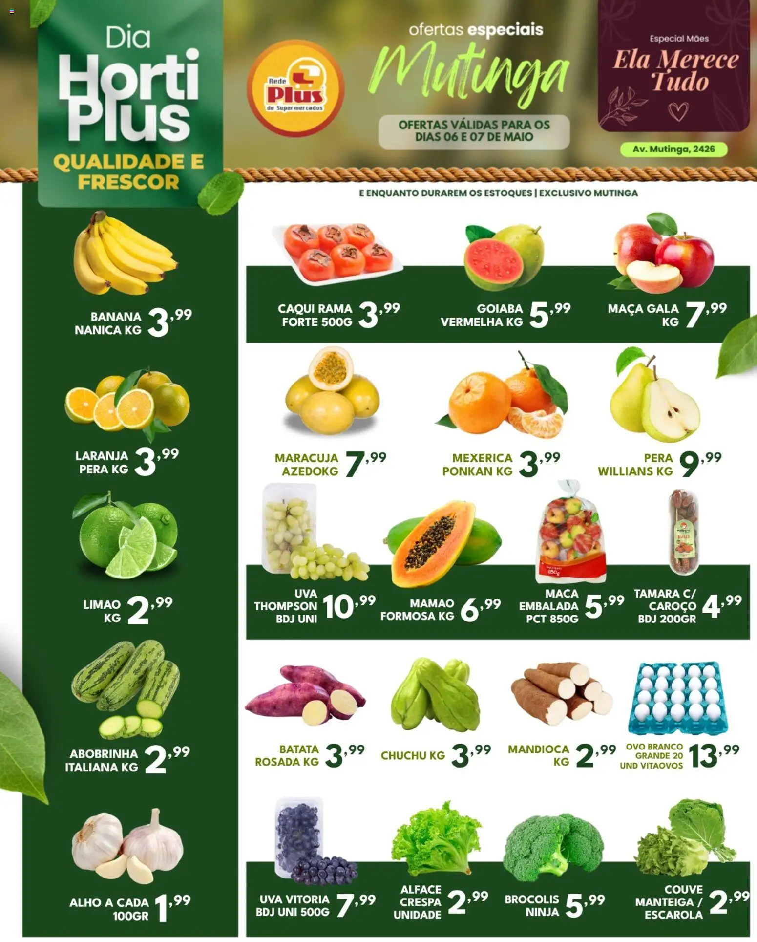 Rede Plus Supermercados Folheto - válido de 06.05.2026 | Página: 1 | Produtos: Caqui, Goiaba, Abobrinha, Maiô