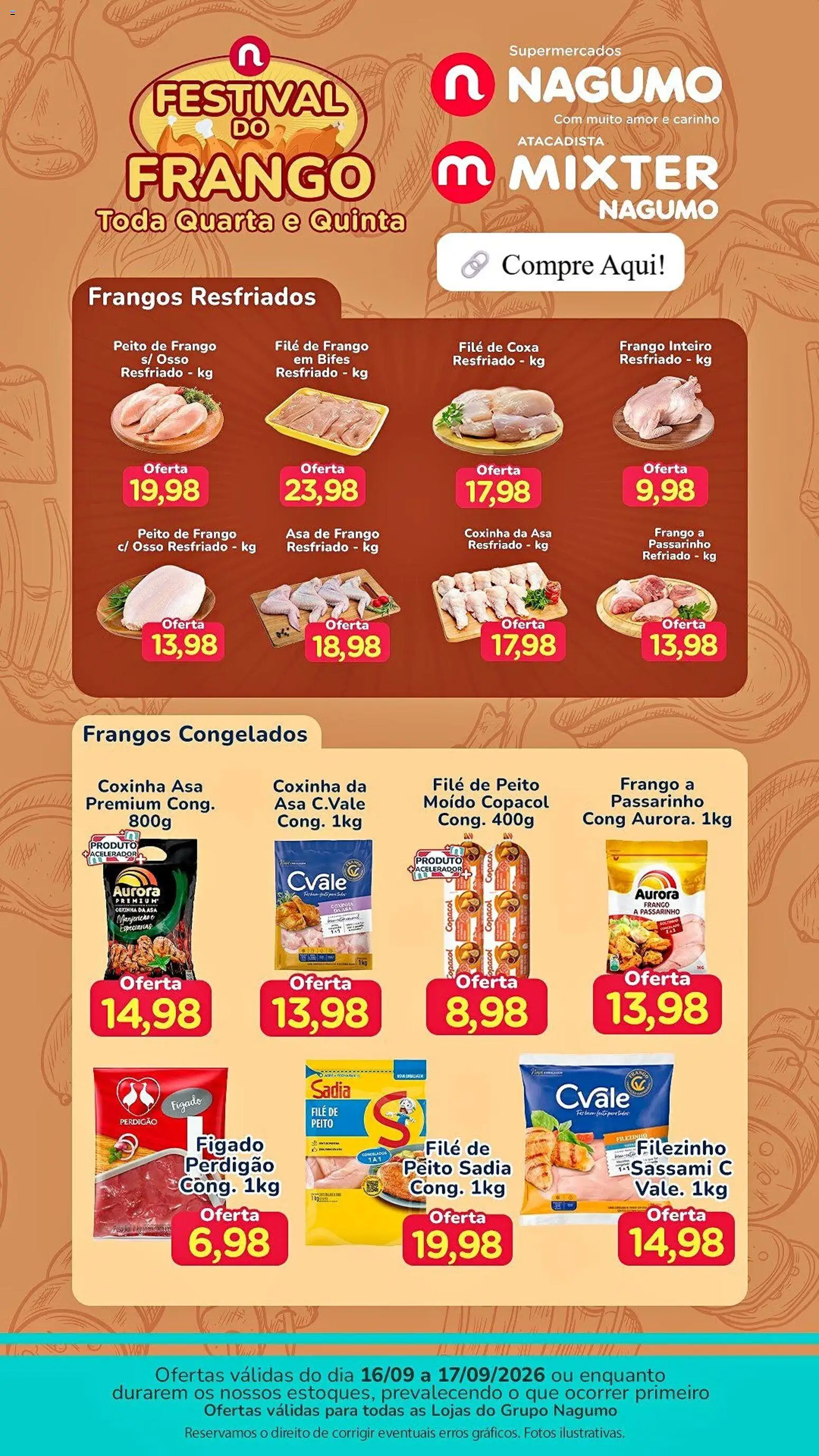 Nagumo Folheto - válido de 16/09/2026 | Página: 1 | Produtos: Asa de frango, Filé de frango, Frango, Peito de frango
