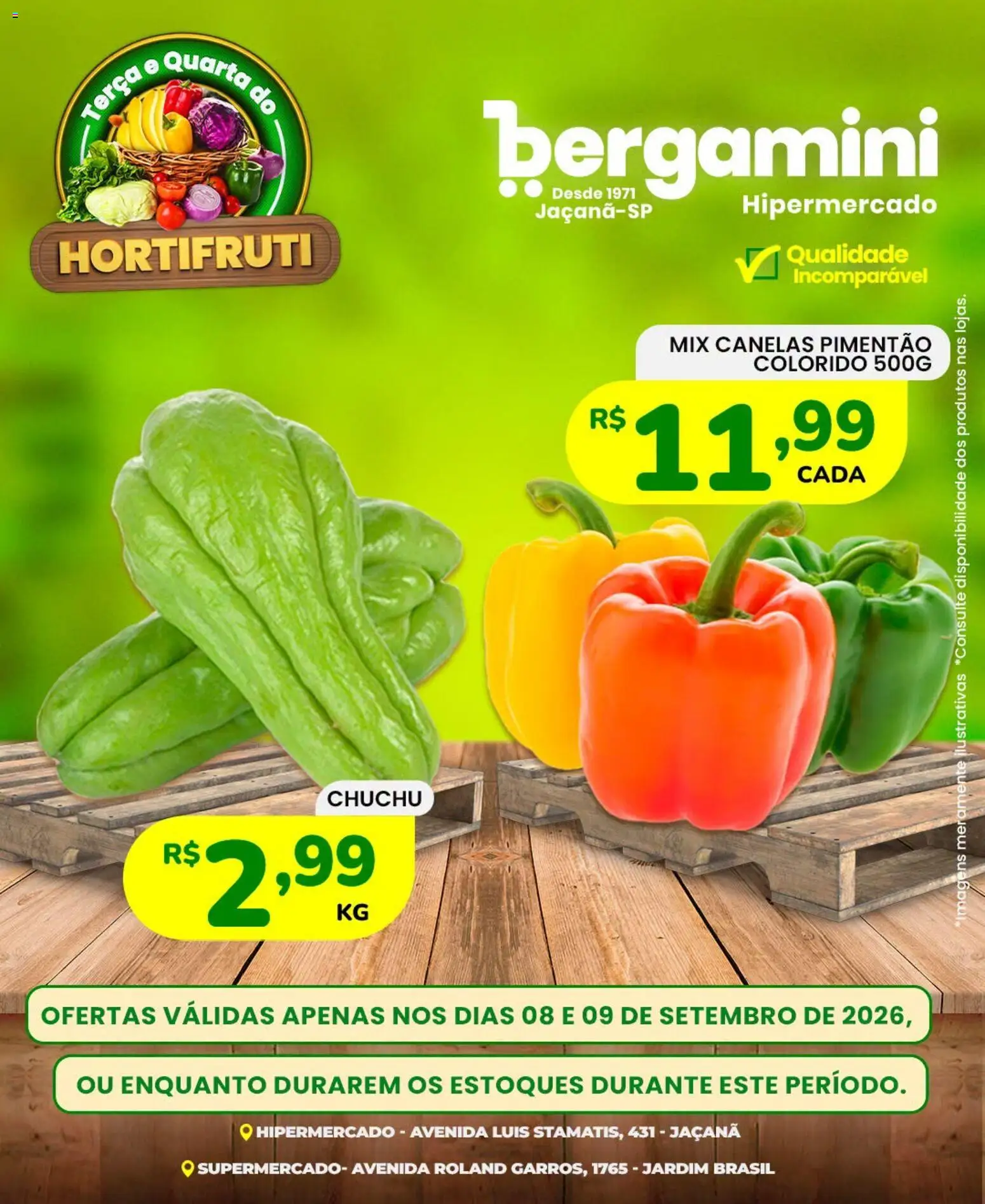 Supermercado Bergamini Folheto - válido de 08/09/2026 | Página: 10 | Produtos: Chuchu, Pimentão