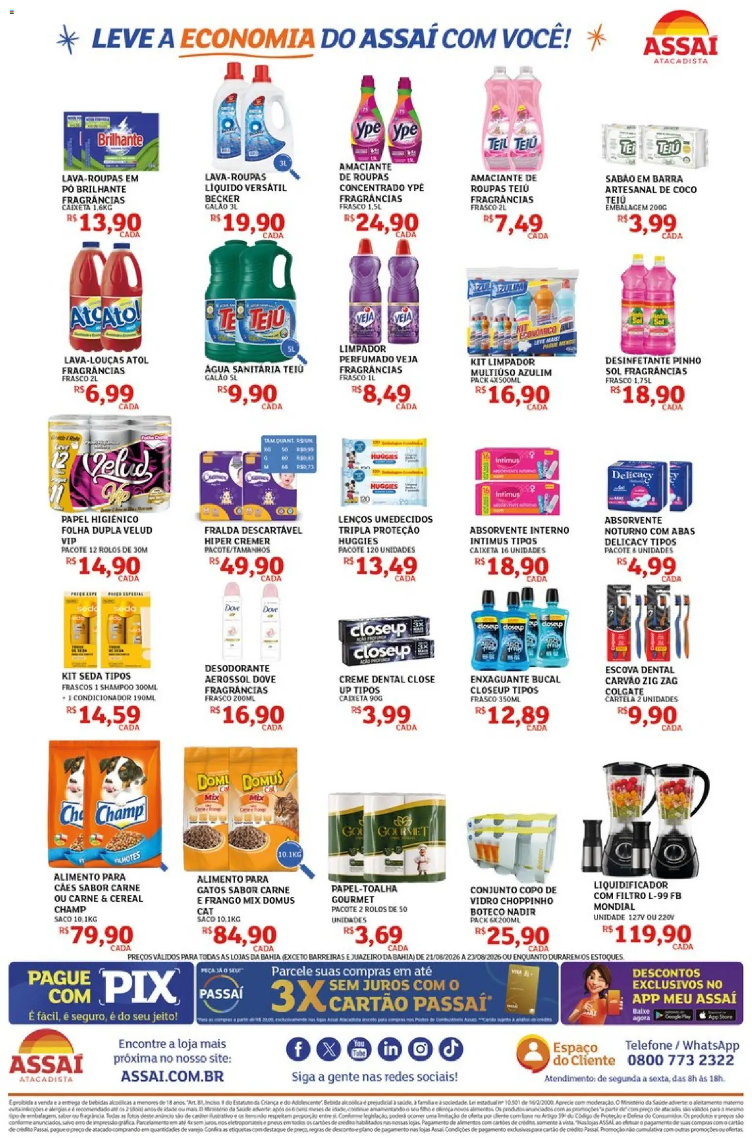 Assaí Atacadista Folheto - válido de 21/08/2026 | Página: 4 | Produtos: Escova, Base, Frango, Desinfetante