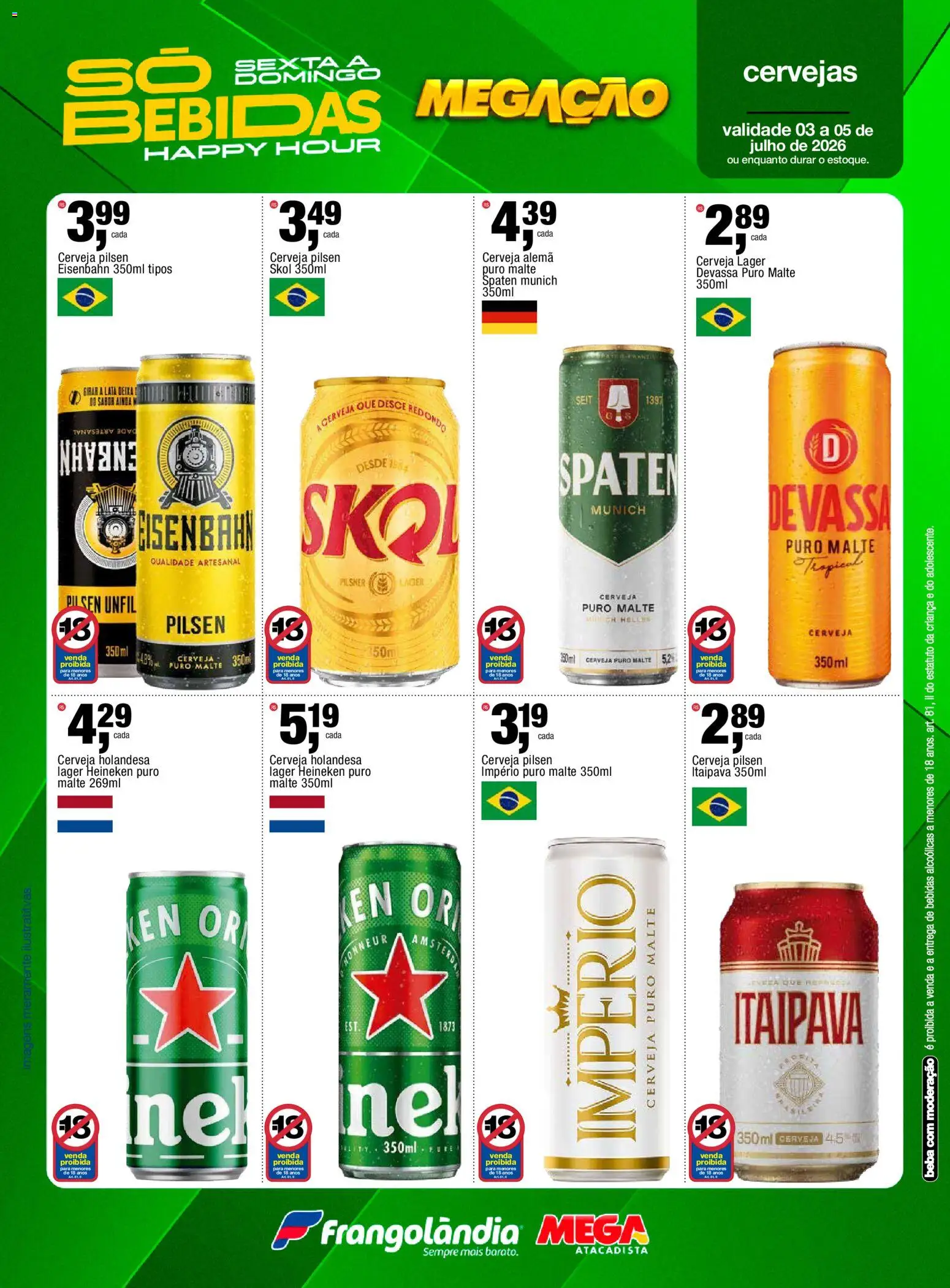 Frangolândia Folheto - válido de 03/07/2026 | Página: 9 | Produtos: Eisenbahn, Cerveja, Heineken