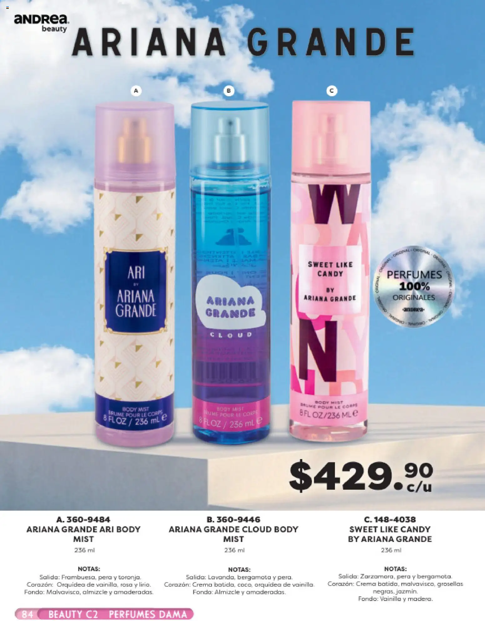 Nuevas ofertas de Andrea válidas en toda la República Mexicana desde el 24.05.2026. ¡Encuentra las mejores ofertas en Andrea catálogo Beauty! | Página: 84 | Productos: Pera, Crema, Body