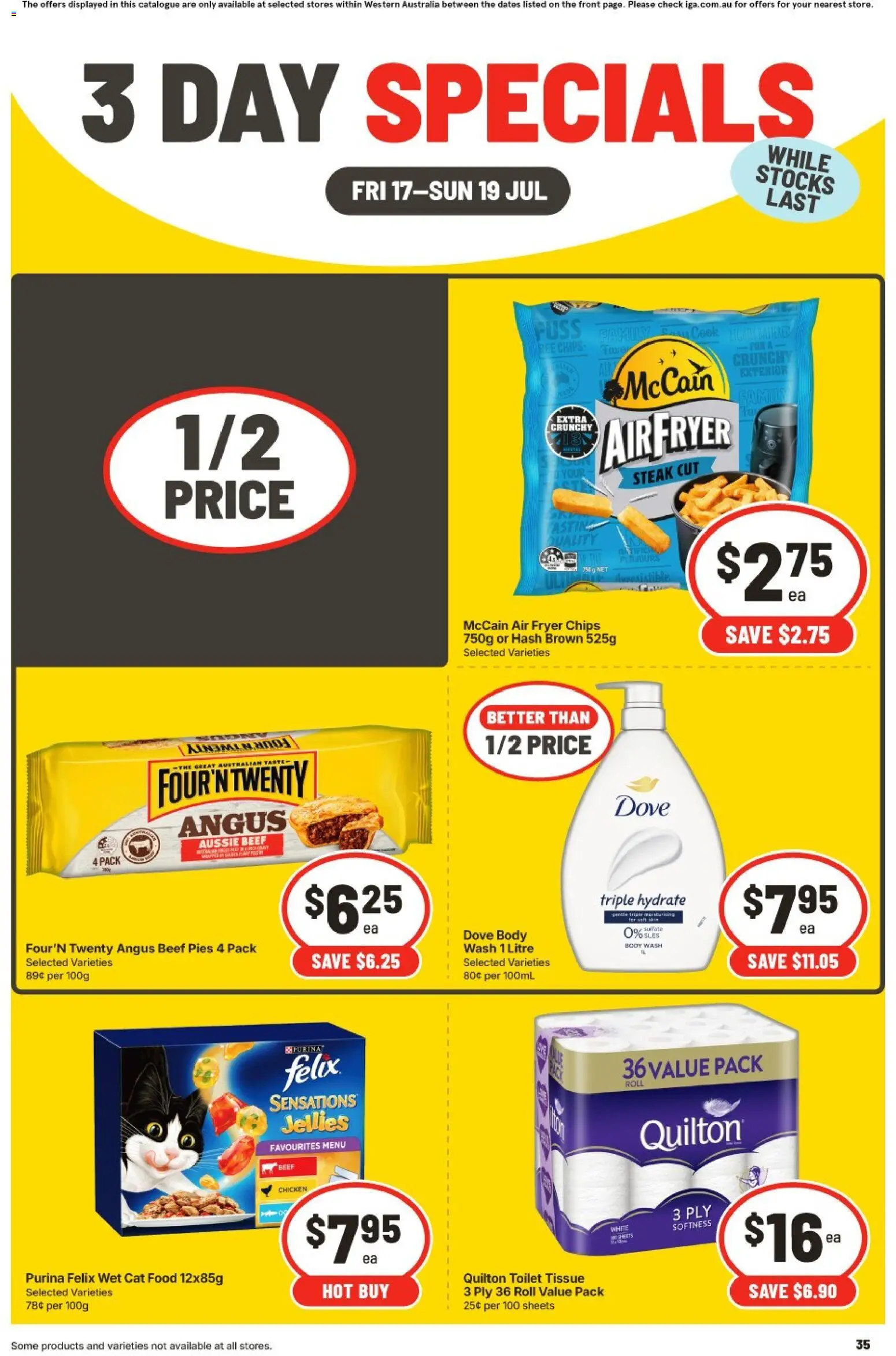 IGA catalogue - valid from 17/07/2026 | Page: 3 | Products: Toilet, Beef, Chips, Pies
