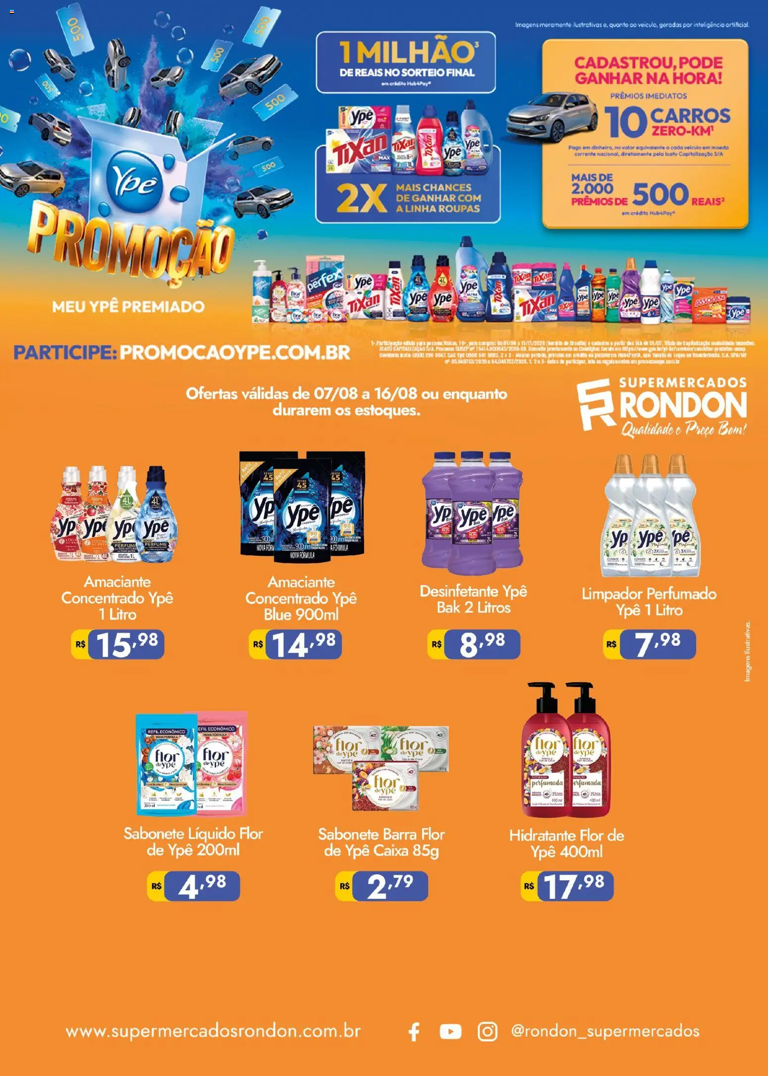 Supermercados Rondon Folheto - válido de 07/08/2026 | Página: 2 | Produtos: Caixa, Roupas, Amaciante, Desinfetante