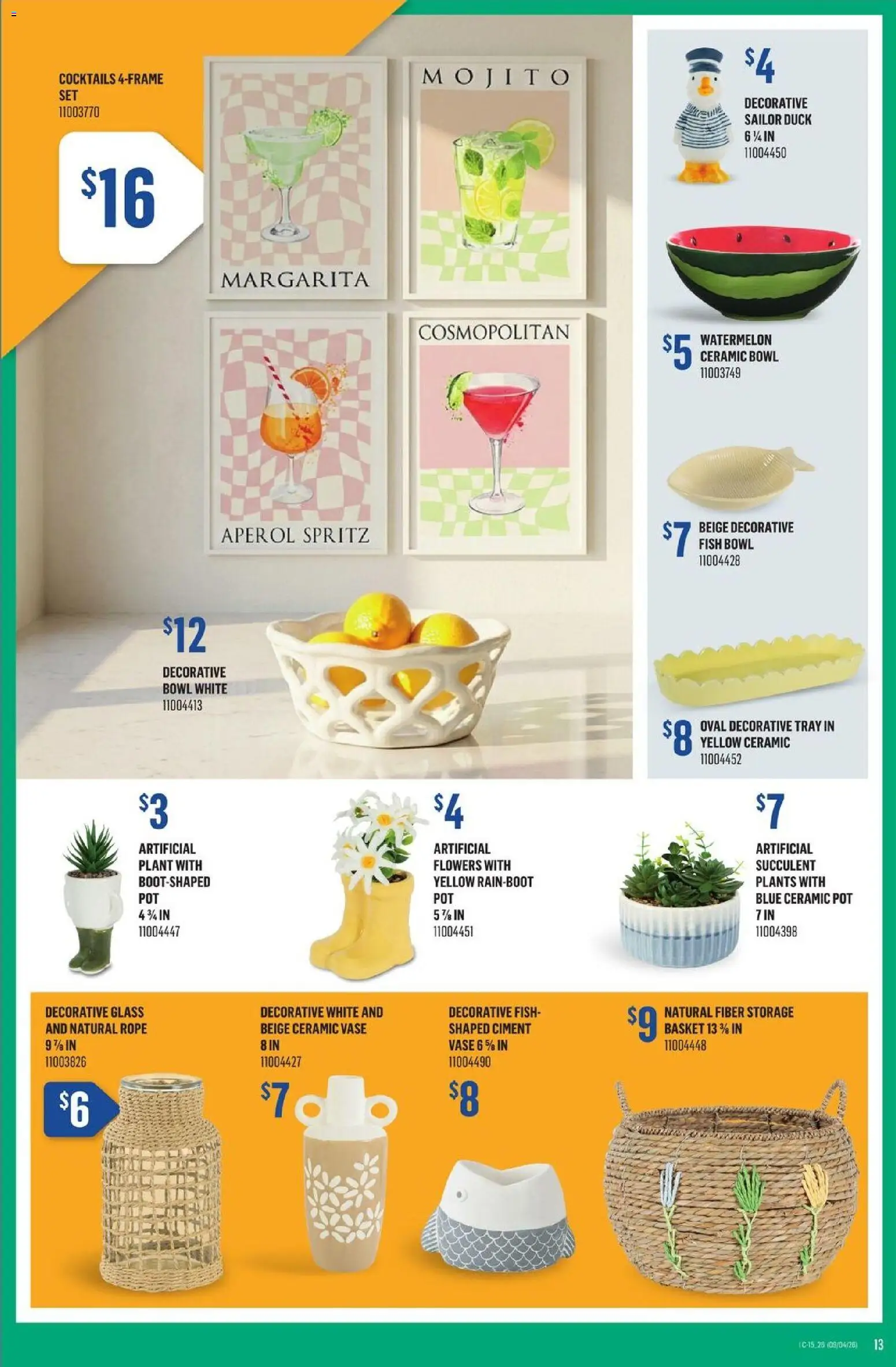 Canac flyer valid from 09.04.2026 | Page: 13 | Products: Fish, Basket, Vase