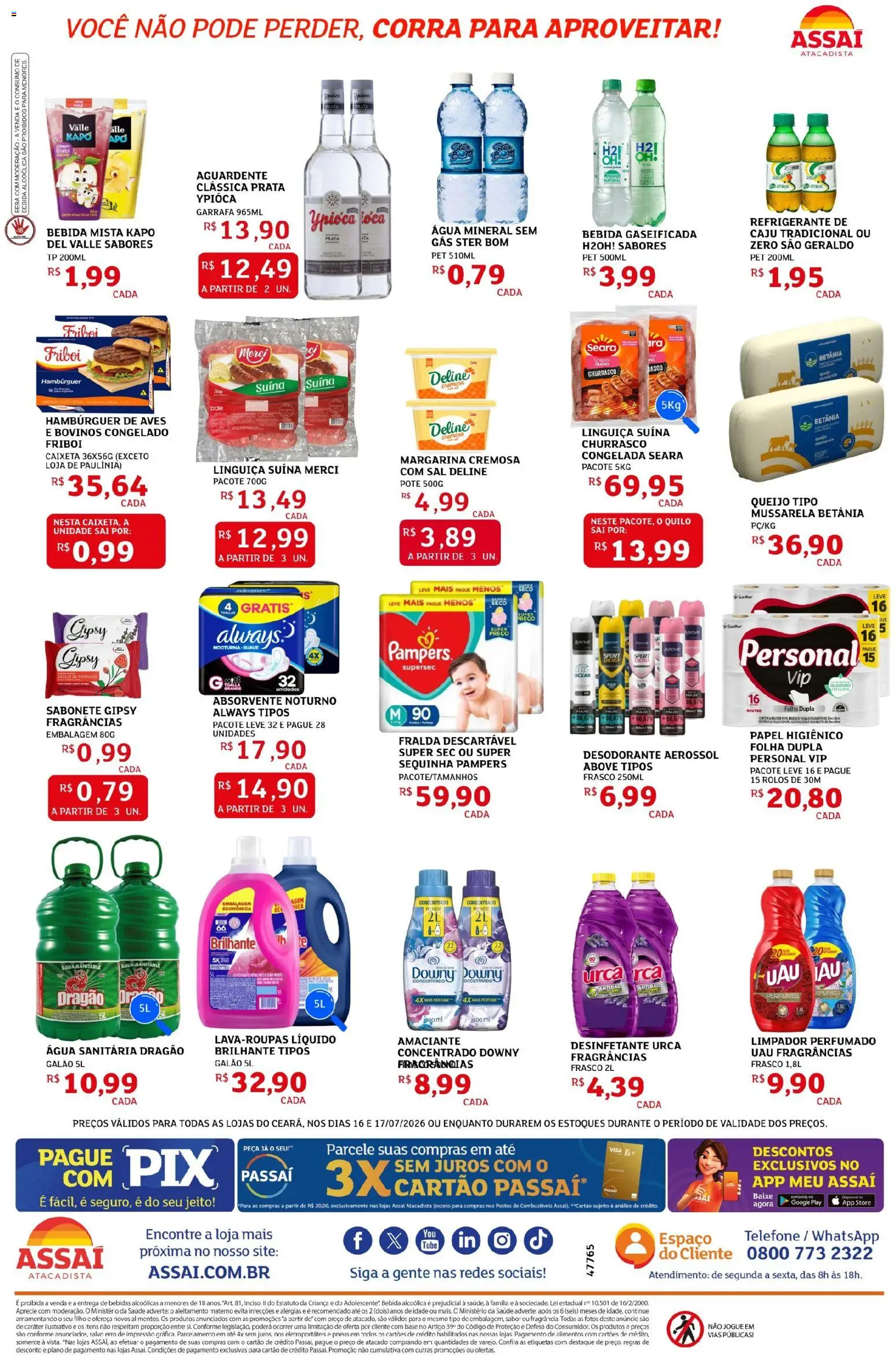 Assaí Atacadista Folheto - válido de 16/07/2026 | Página: 2 | Produtos: Refrigerante, Papel higiênico, Mussarela, Margarina