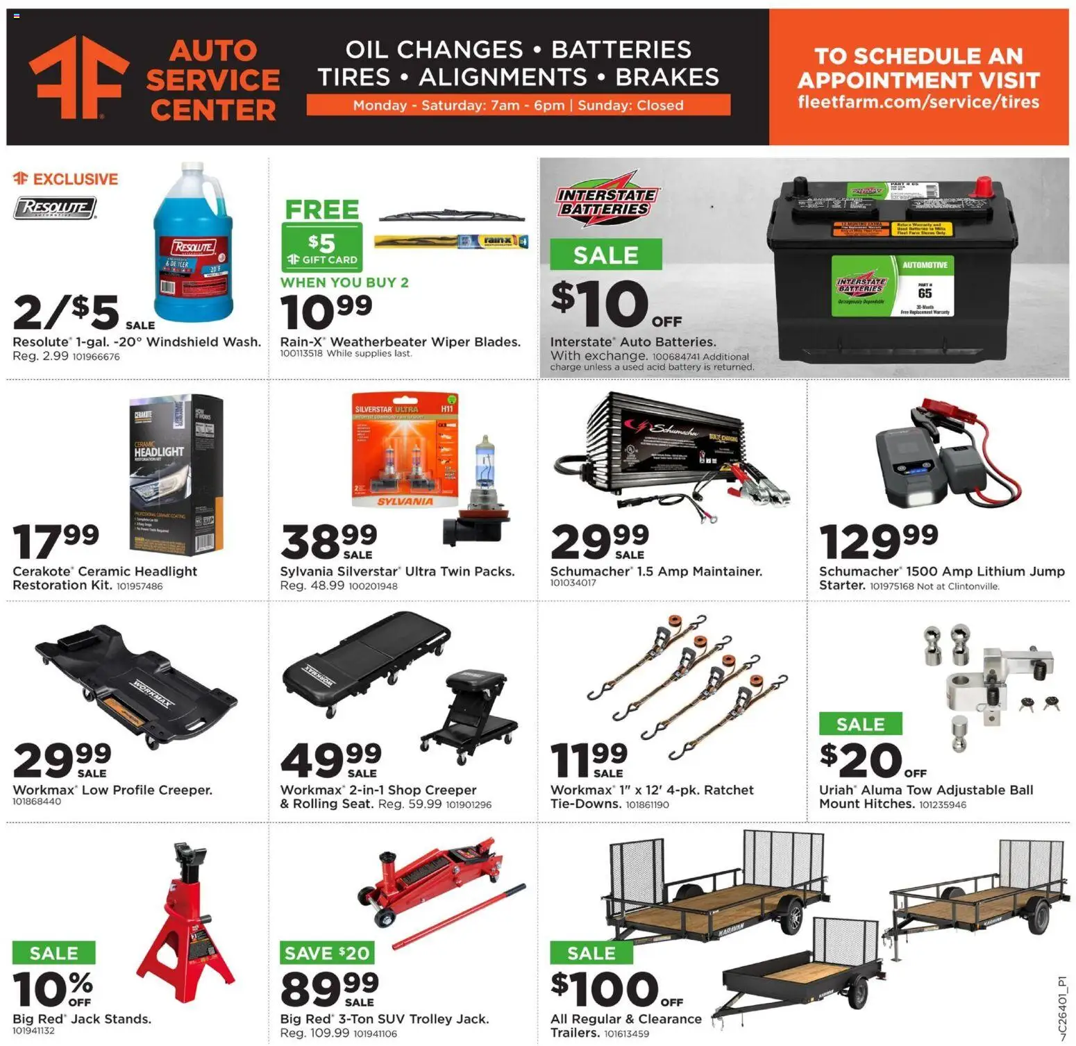 Mills Fleet Farm Weekly Ad - valid from 09/28/2026 | Page: 10 | Products: Battery, Ratchet, Oil, Wiper