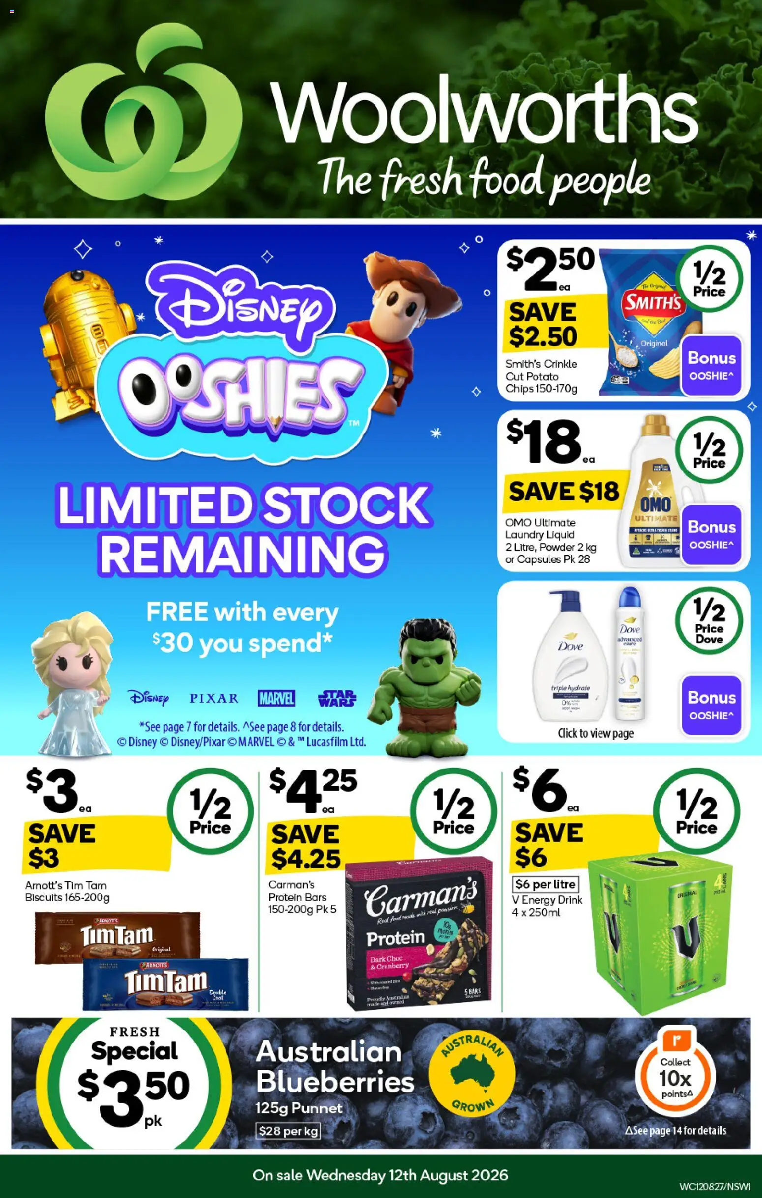 Woolworths catalogue - valid from 12/08/2026 | Page: 1 | Products: Powder, Protein, Capsules, Blueberries