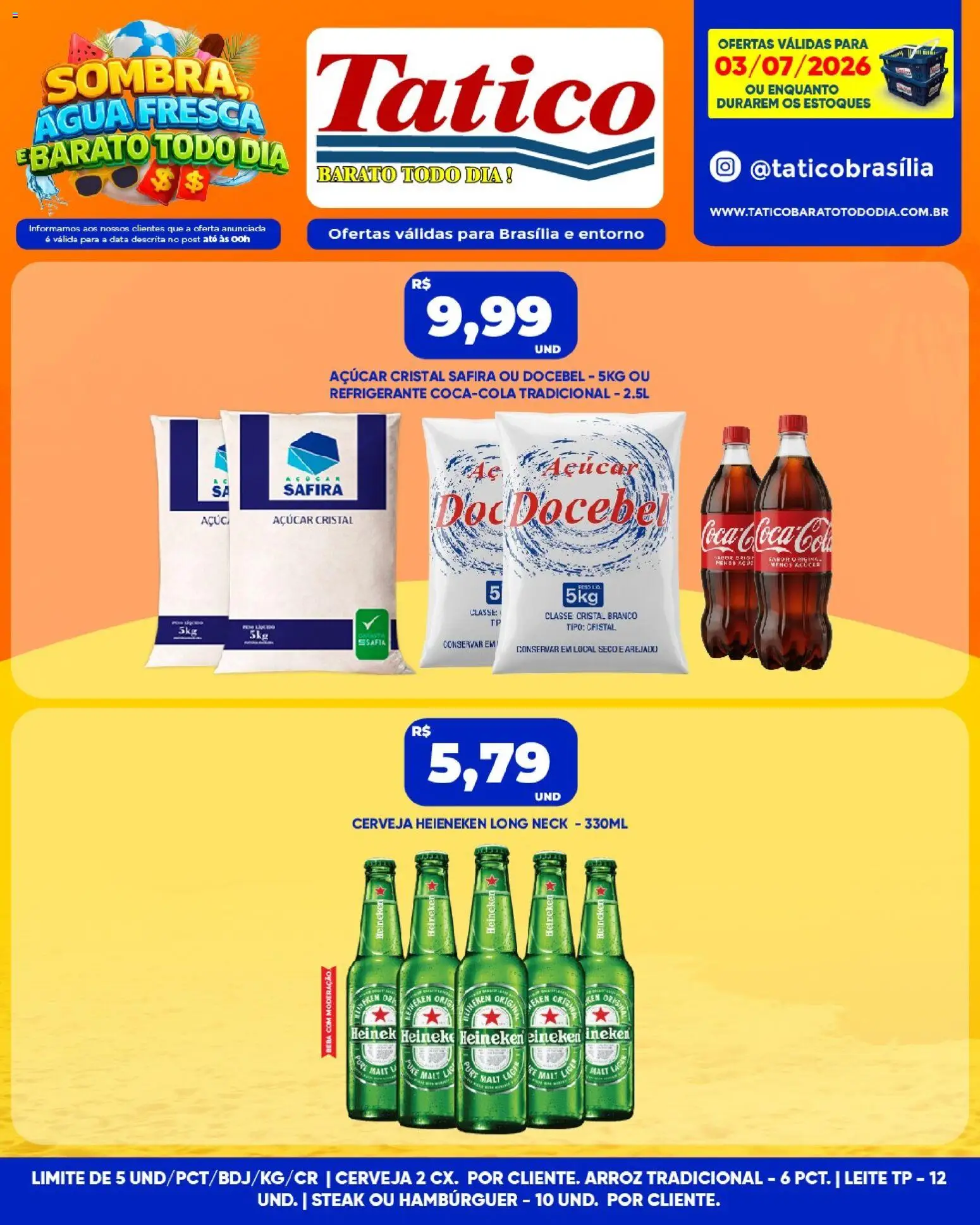 Tatico Folheto - válido de 03/07/2026 | Página: 5 | Produtos: Leite, Arroz, Heineken, Açúcar