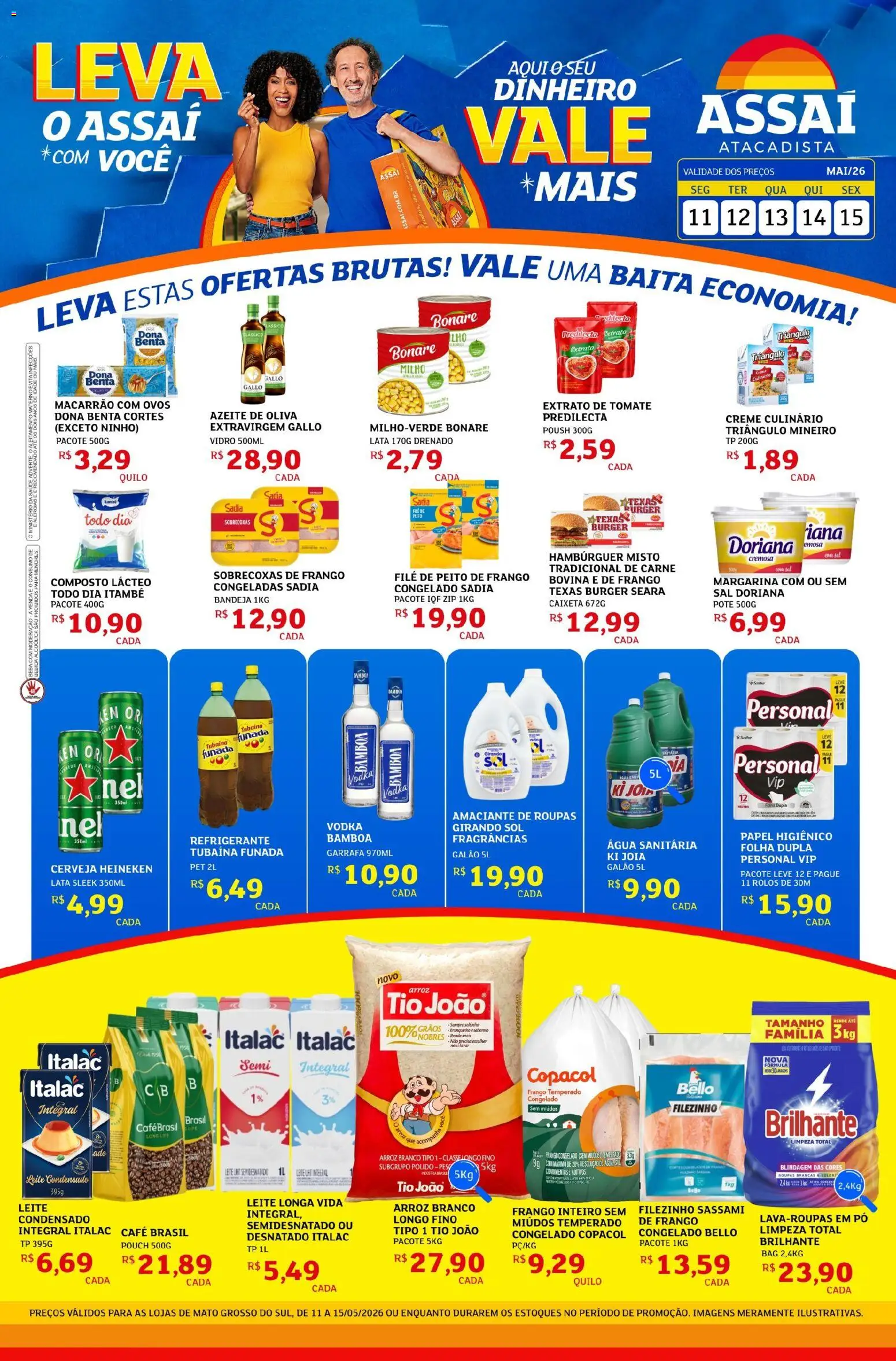 Assaí Atacadista Folheto - válido de 11.05.2026 | Página: 1 | Produtos: Pó, Sal, Peito de frango, Água sanitária