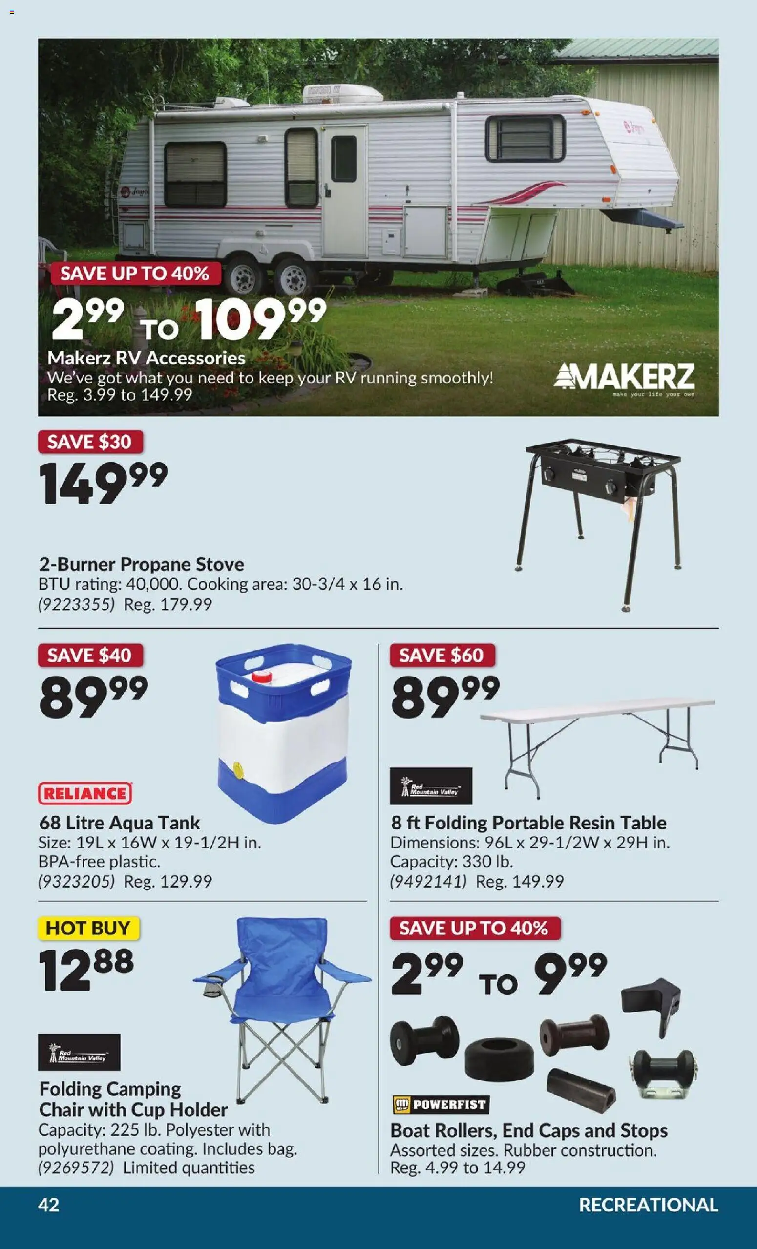 Princess Auto flyer valid from Jul 28, 2026 | Page: 47 | Products: Camping chair, Stove, Table, Chair